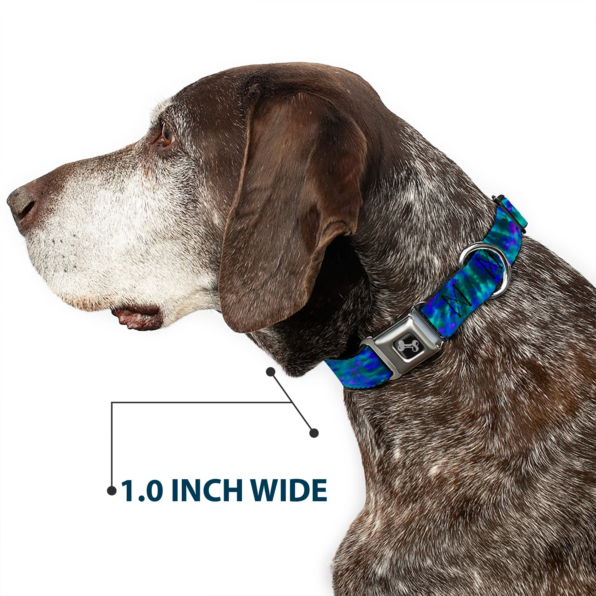 Dog Bone Seatbelt Buckle Collar - Tie Dye Green/Blue/Purple - Image 6