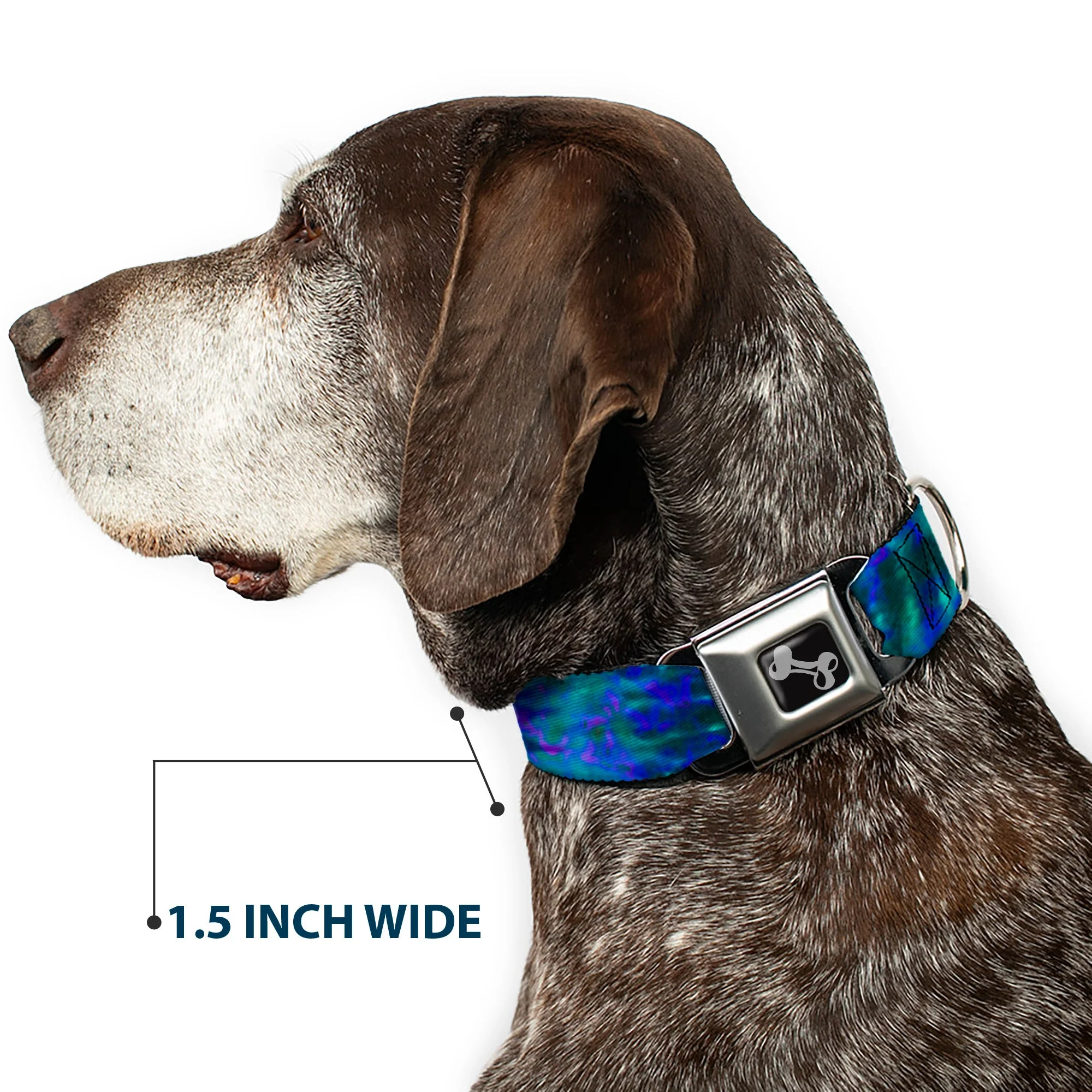 Dog Bone Seatbelt Buckle Collar - Tie Dye Green/Blue/Purple - Image 7