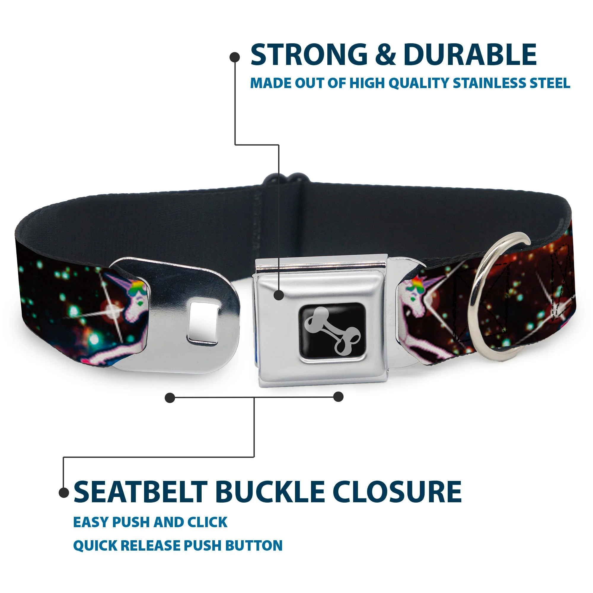 Dog Bone Seatbelt Buckle Collar - Unicorn Universe - Image 4