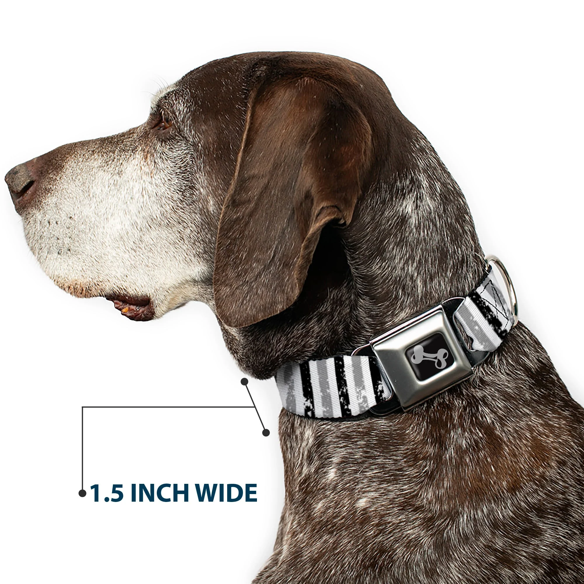 Dog Bone Seatbelt Buckle Collar - Vertical Stripes White/Black/Gray - Image 7