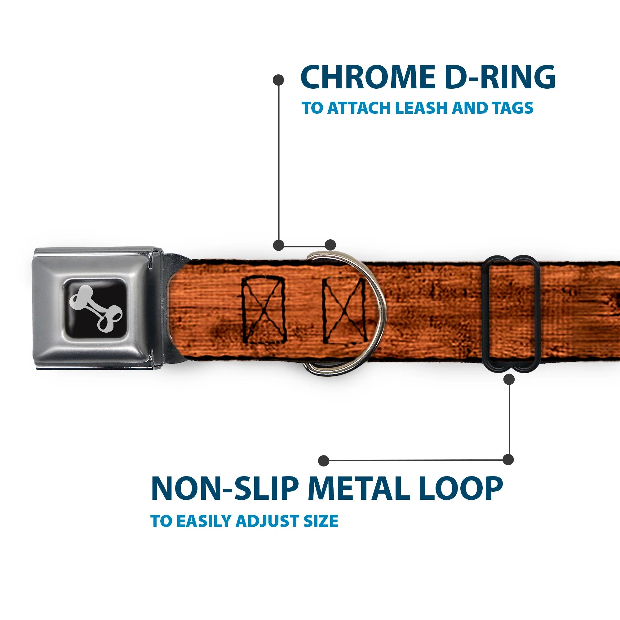 Dog Bone Seatbelt Buckle Collar - Wood Grain3 Horizontal Brown - Image 5