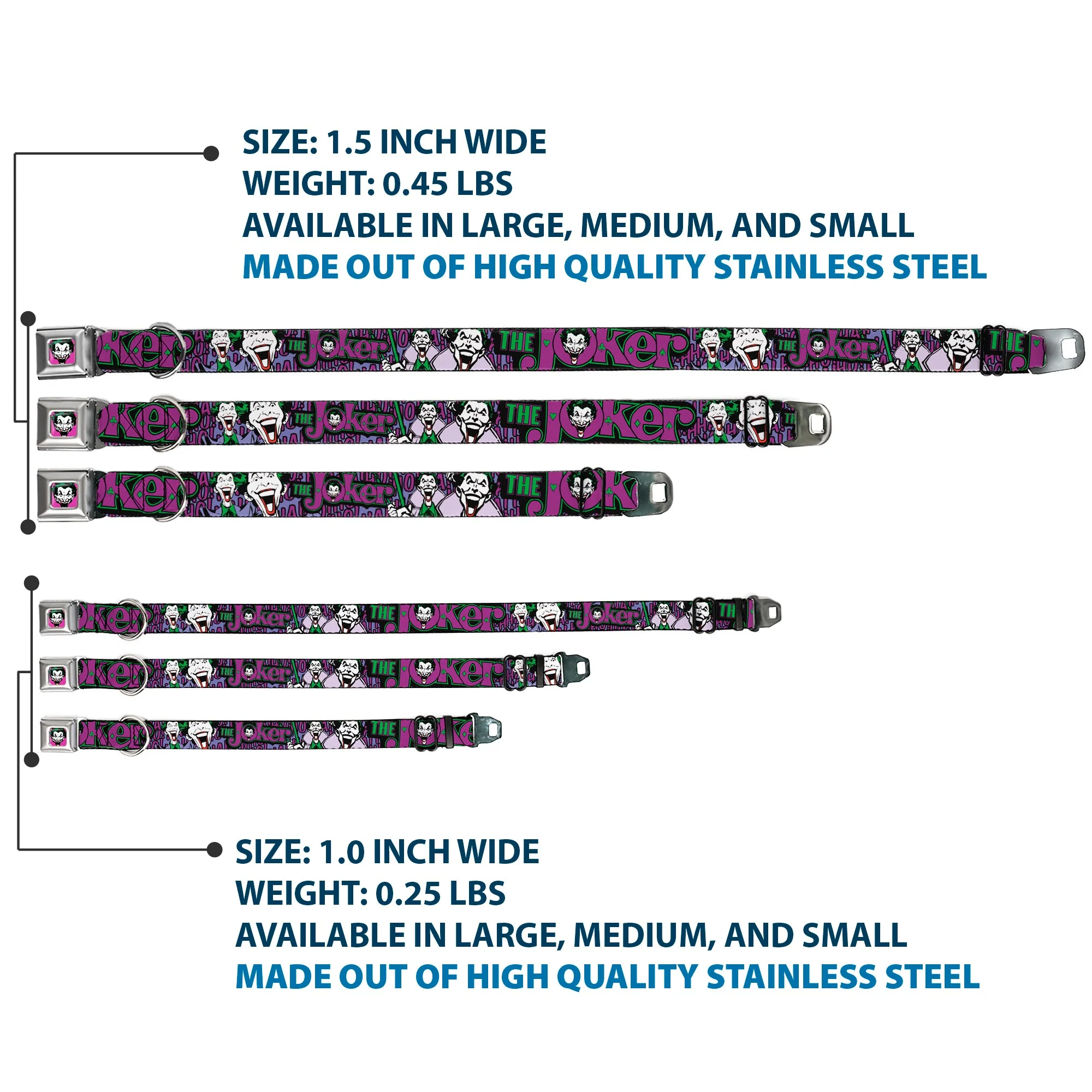 Dog Collar JKA-Joker Face - Joker Face/Logo/Spades Black/Green/Purple - Image 3