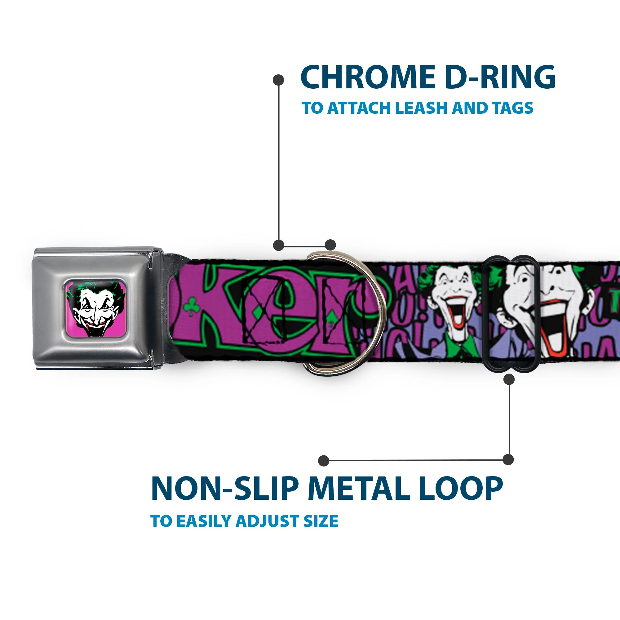 Dog Collar JKA-Joker Face - Joker Face/Logo/Spades Black/Green/Purple - Image 5