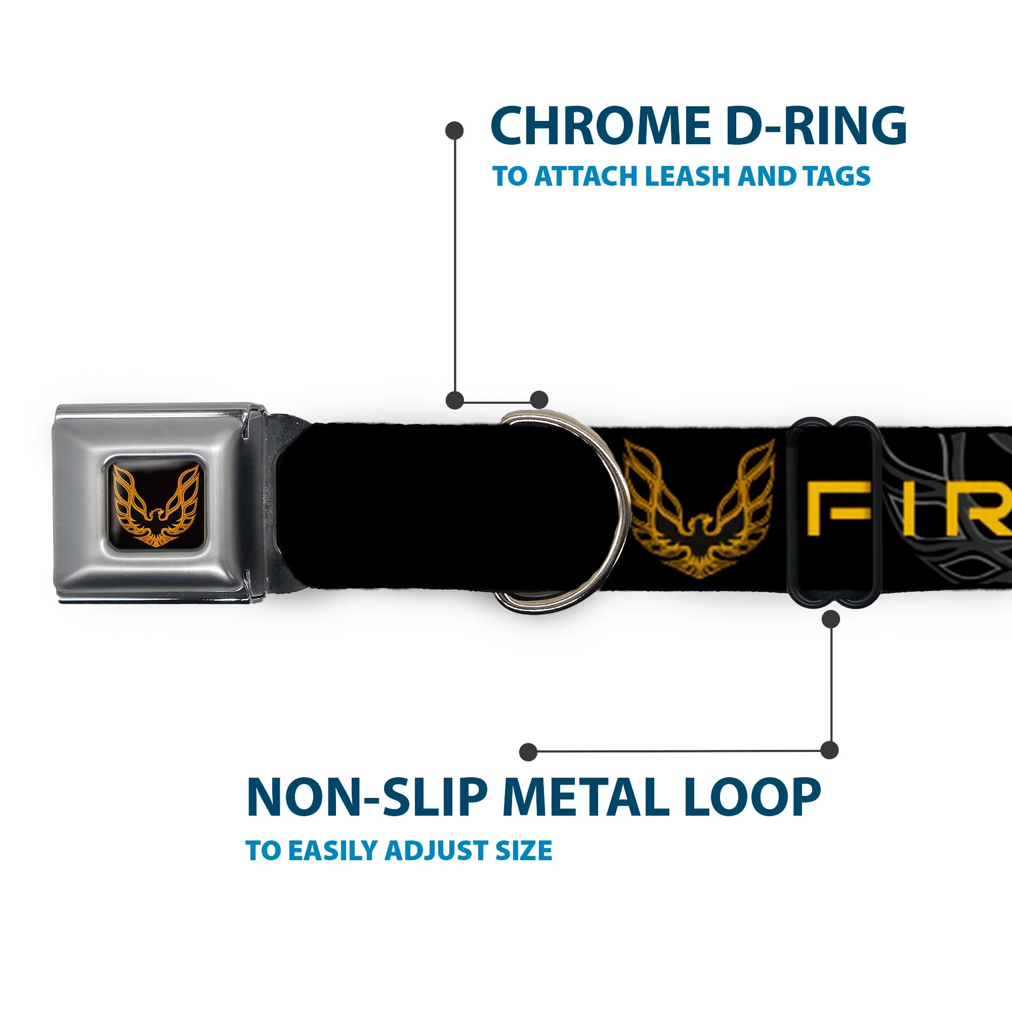 Dog Collar POG-Pontiac Firebird Logo Full Color Black/Golds - Pontiac FIREBIRD/Logo Black/Grays/Golds - Image 5