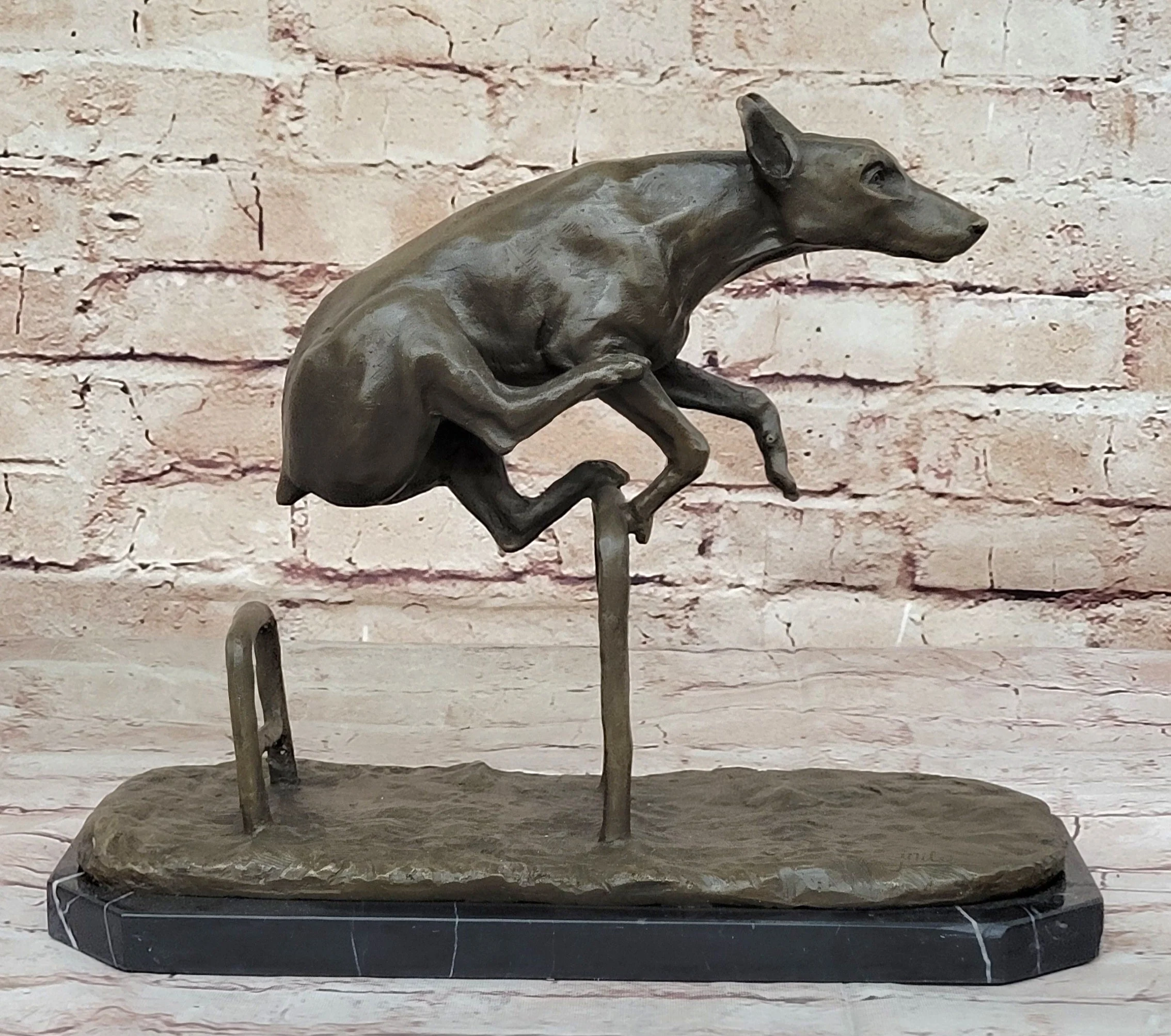 Dog Jumping Hurdle Bronze Sculpture Show Competition Trophy Original Art - Image 3