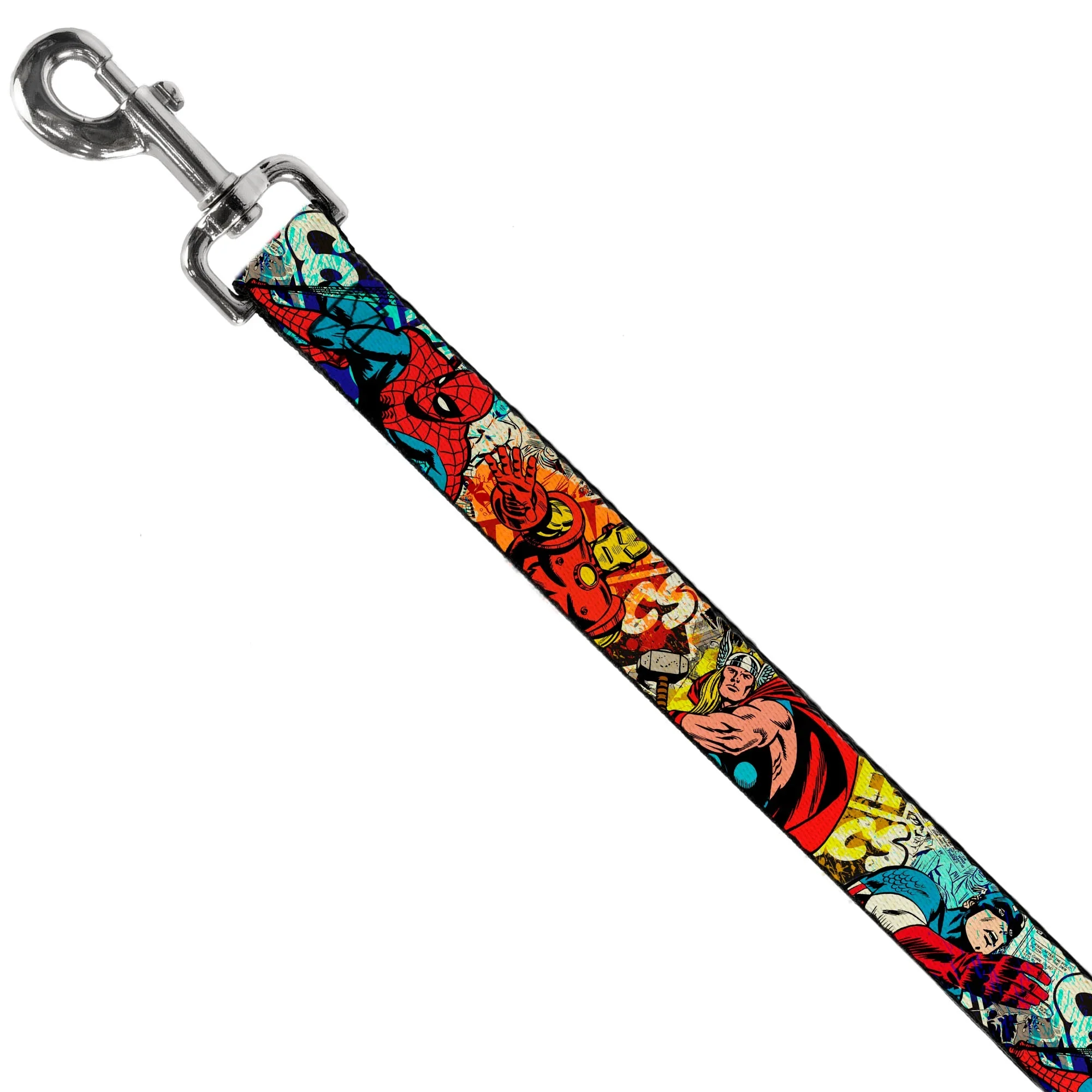 Dog Leash - 4-Superhero Action Poses/Comic Scenes White/Black/Full Color Splatter - Image 2