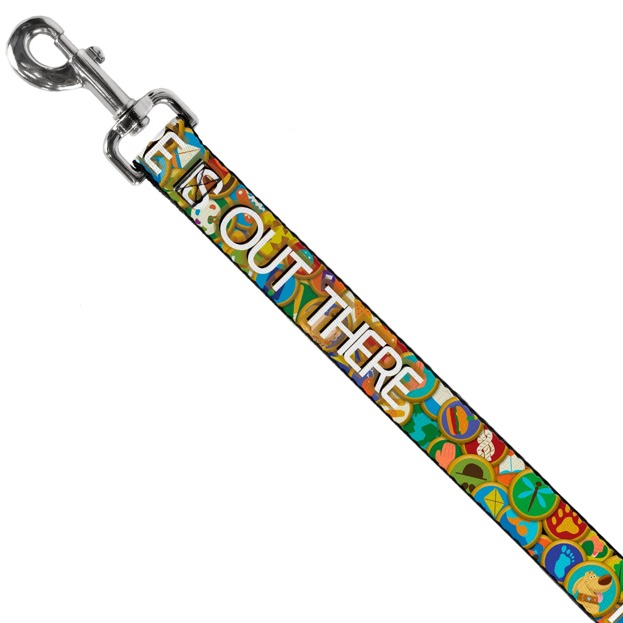 Dog Leash - ADVENTURE IS OUT THERE/Stacked Wilderness Explorer Badges Tan/Multi Color/White - Image 2
