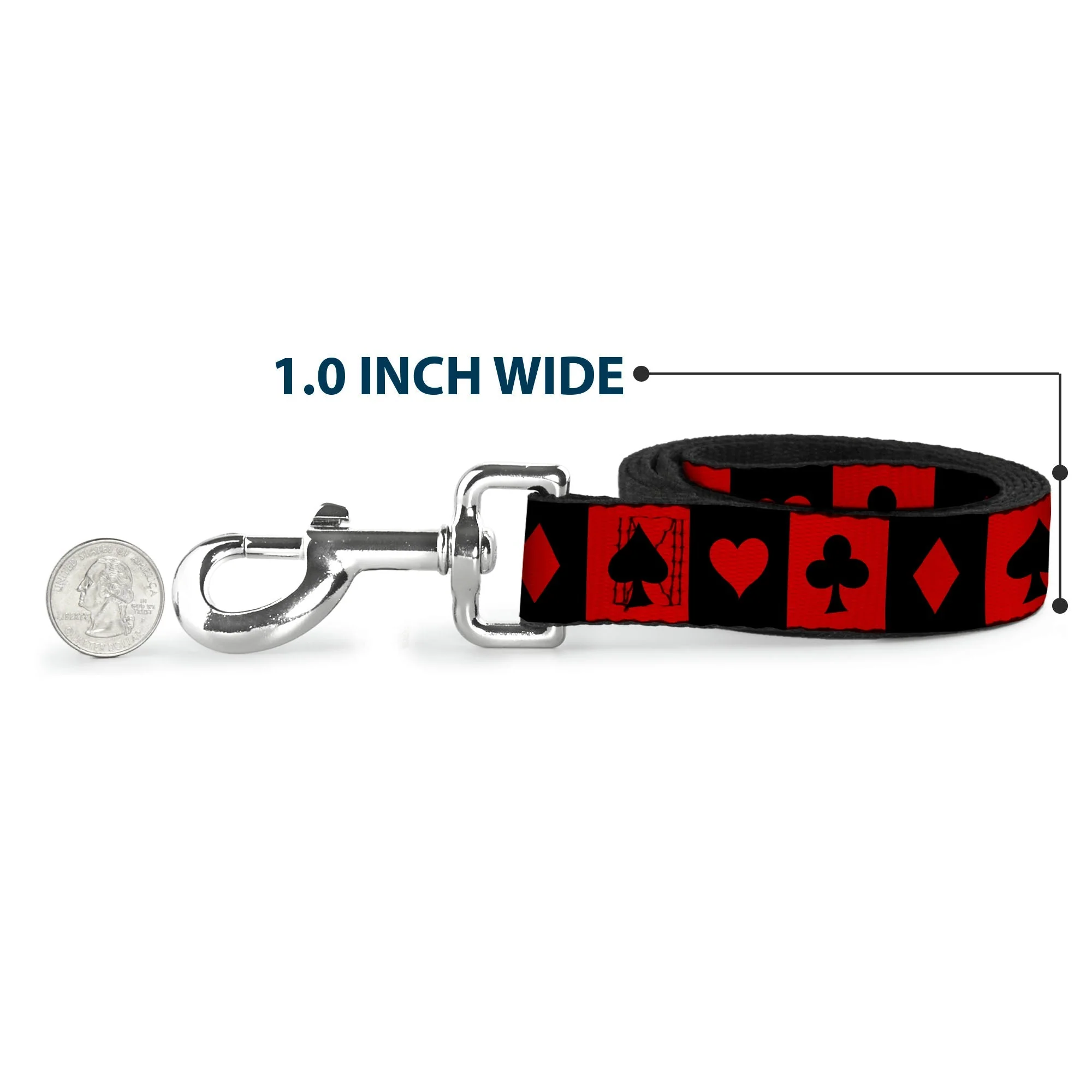 Dog Leash - Alice in Wonderland Card Suits Red/Black - Image 5
