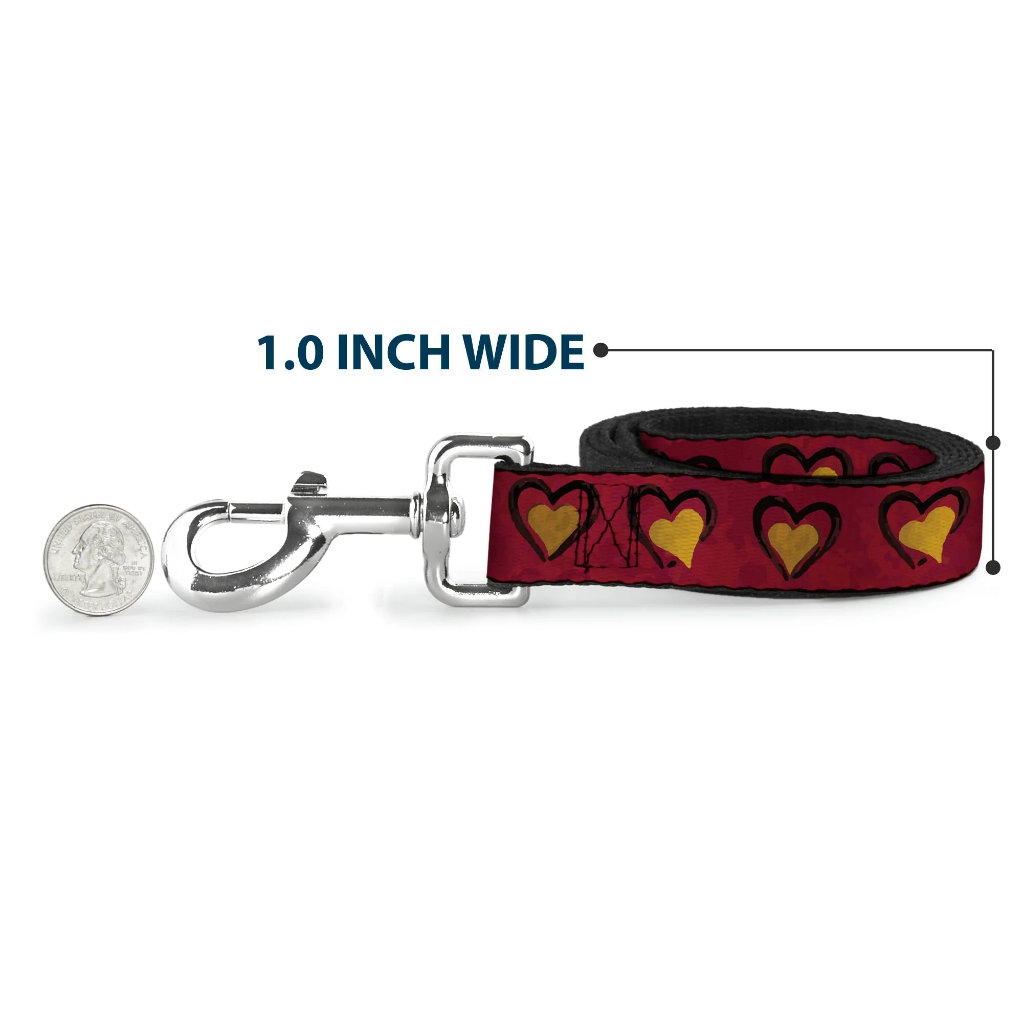 Dog Leash - Alice in Wonderland Queen's Hearts Reds/Black/Gold - Image 5