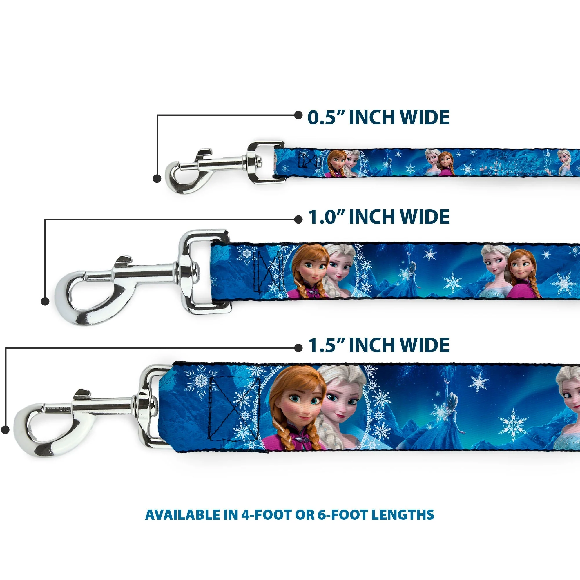 Dog Leash - Anna & Elsa Poses/Castle & Mountains Blues - Image 3