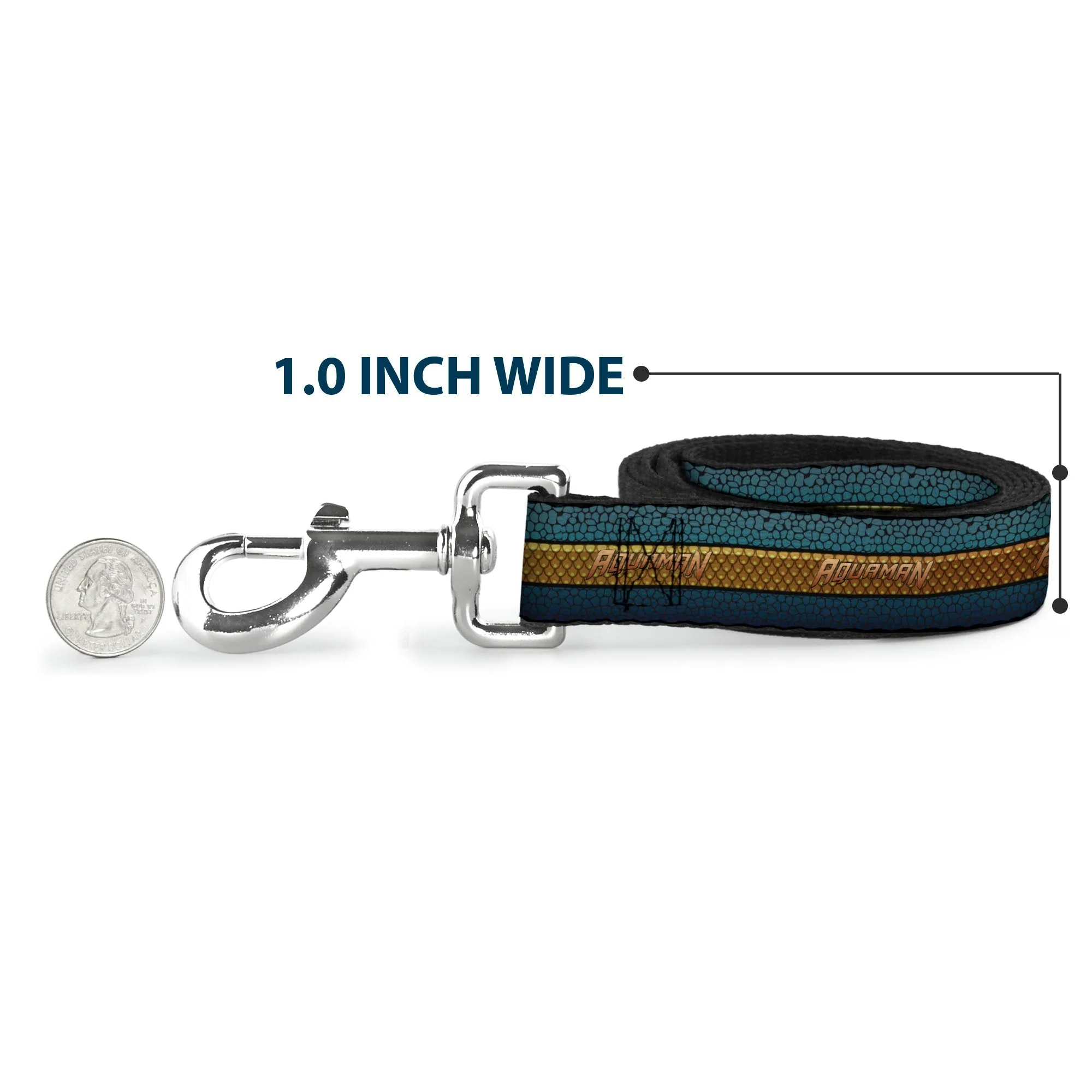 Dog Leash - AQUAMAN Scales Stripe Blues/Golds - Image 5