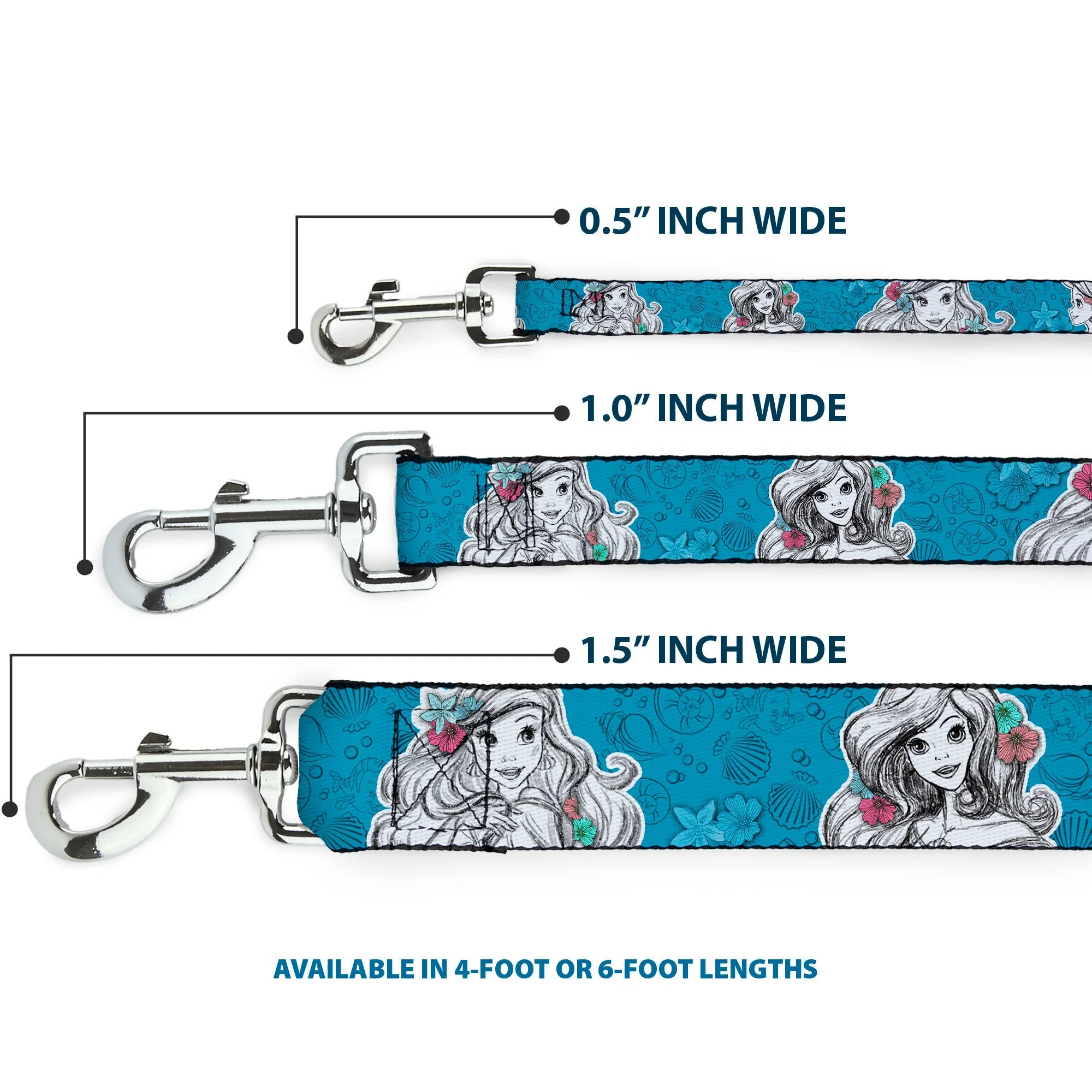 Dog Leash - Ariel Poses/Shells Sketch Blue/White - Image 3