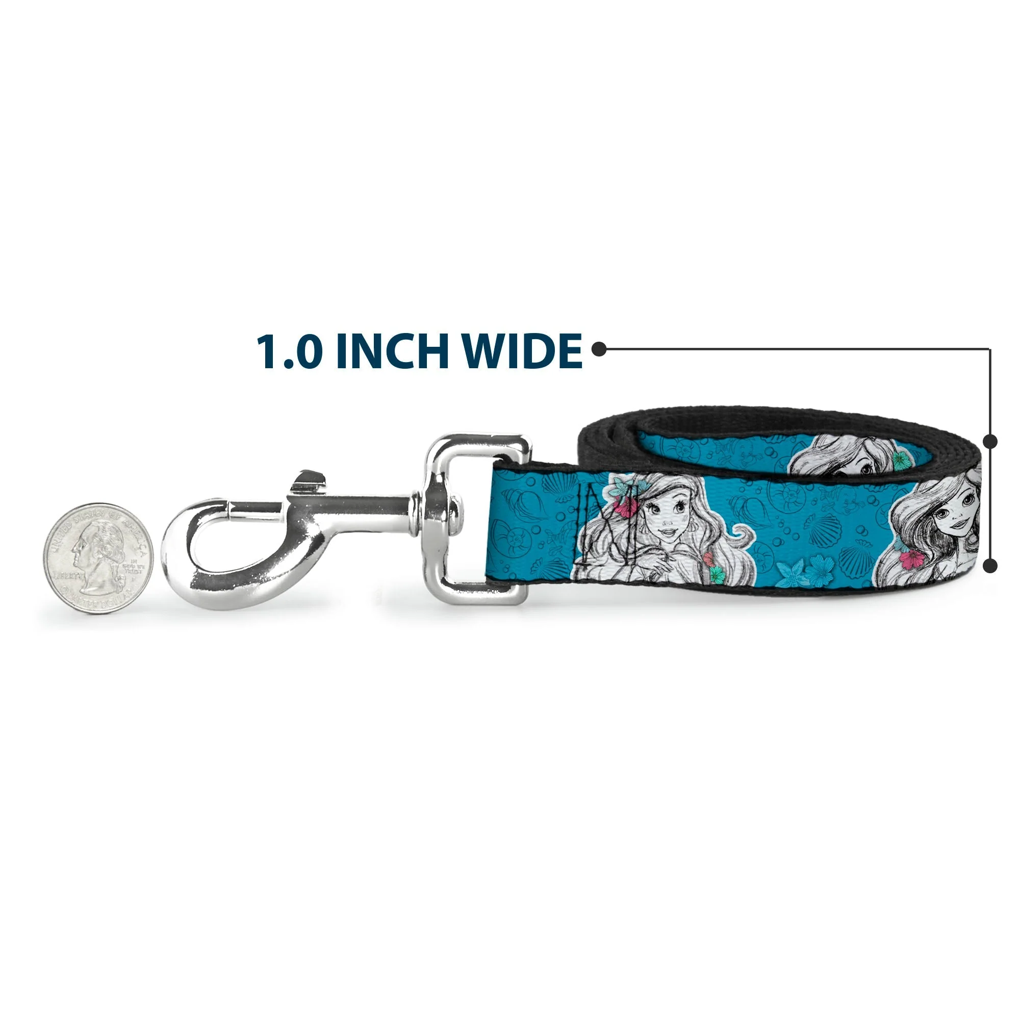 Dog Leash - Ariel Poses/Shells Sketch Blue/White - Image 5
