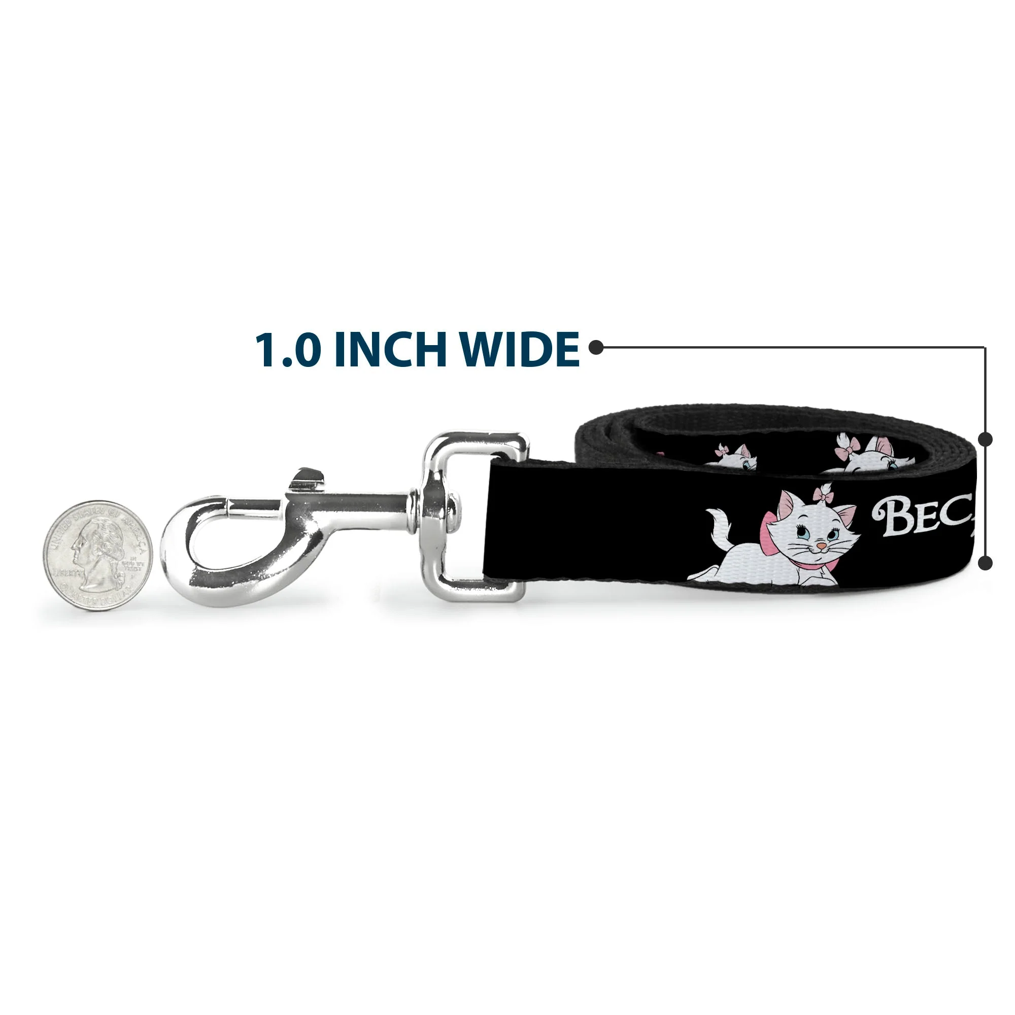 Dog Leash - Aristocats Marie 3-Poses BECAUSE IM A LADY THATS WHY Black/White/Pink - Image 5