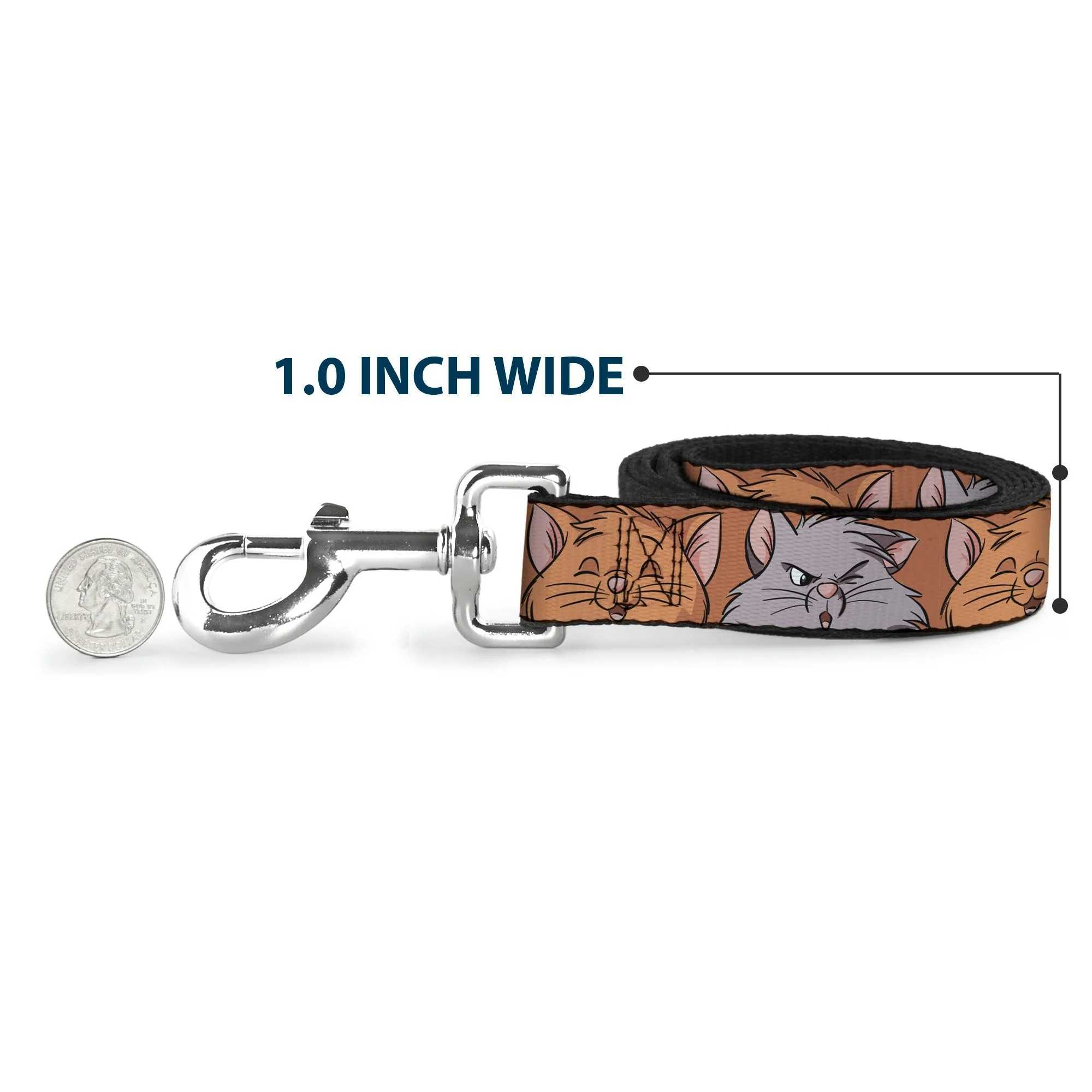 Dog Leash - Aristocats Toulouse and Berlioz Close-Up Faces Orange - Image 5
