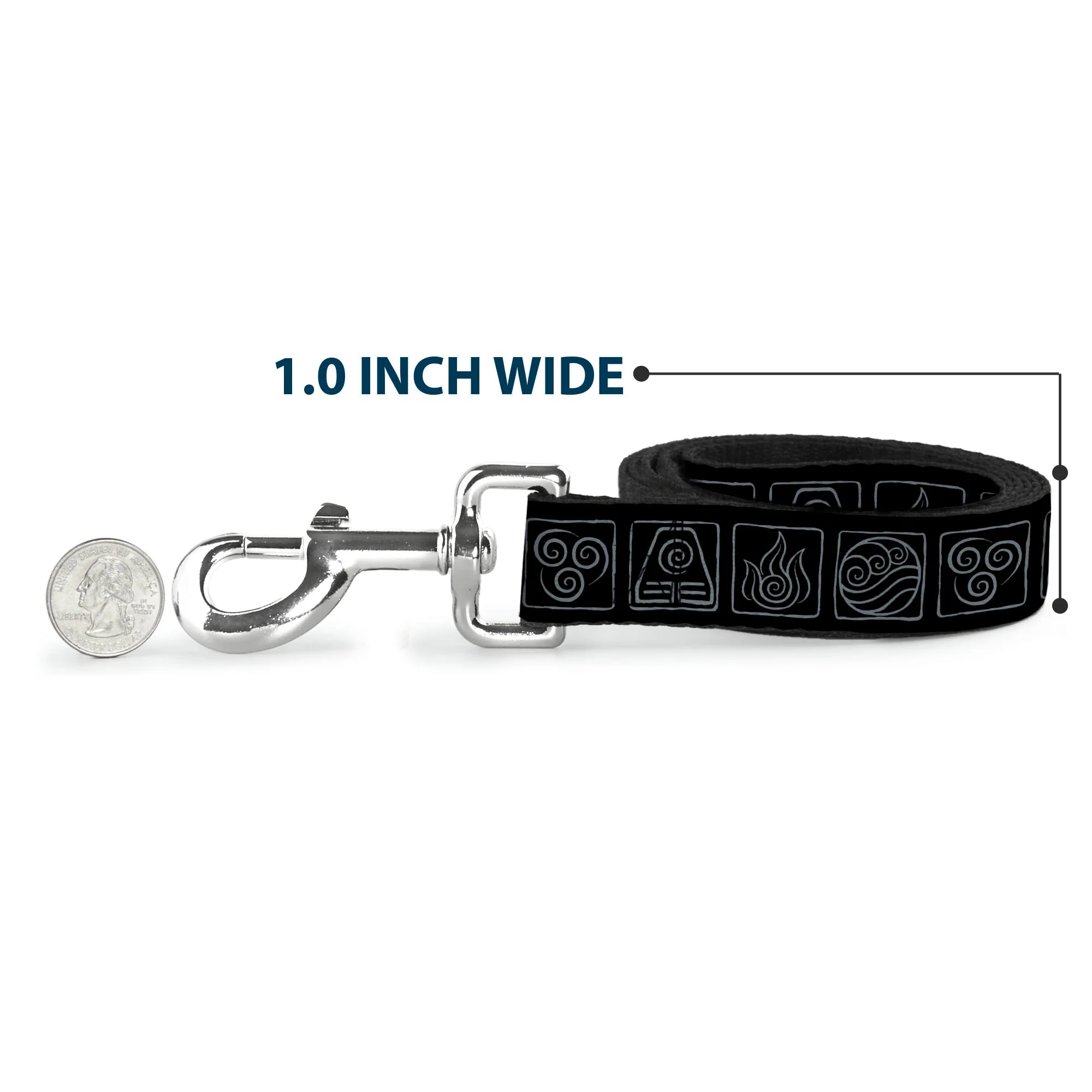 Dog Leash - Avatar the Last Airbender Bending Elements Icons Black/Gray - Image 5