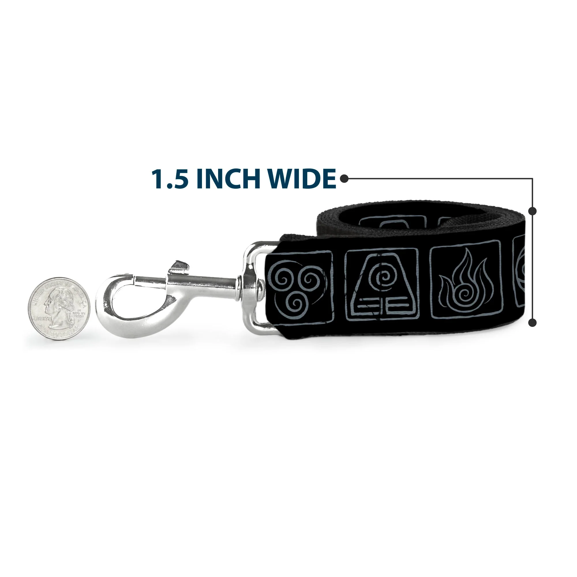 Dog Leash - Avatar the Last Airbender Bending Elements Icons Black/Gray - Image 6