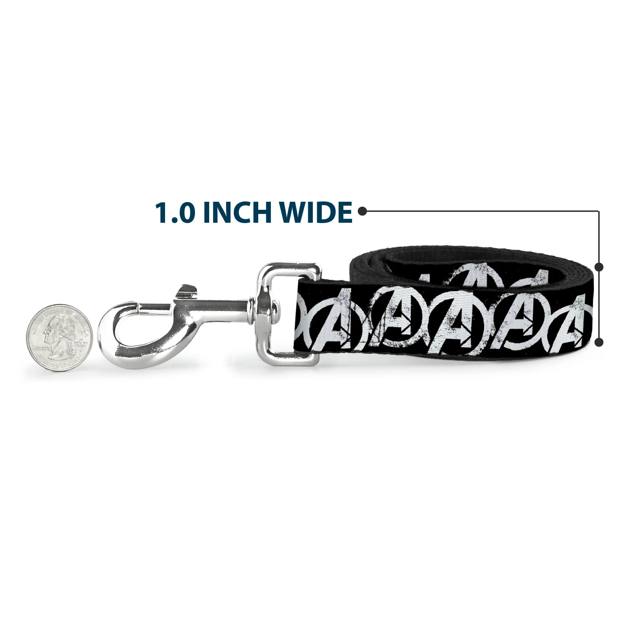 Dog Leash - Avengers "A" Logo Weathered Black/White - Image 5