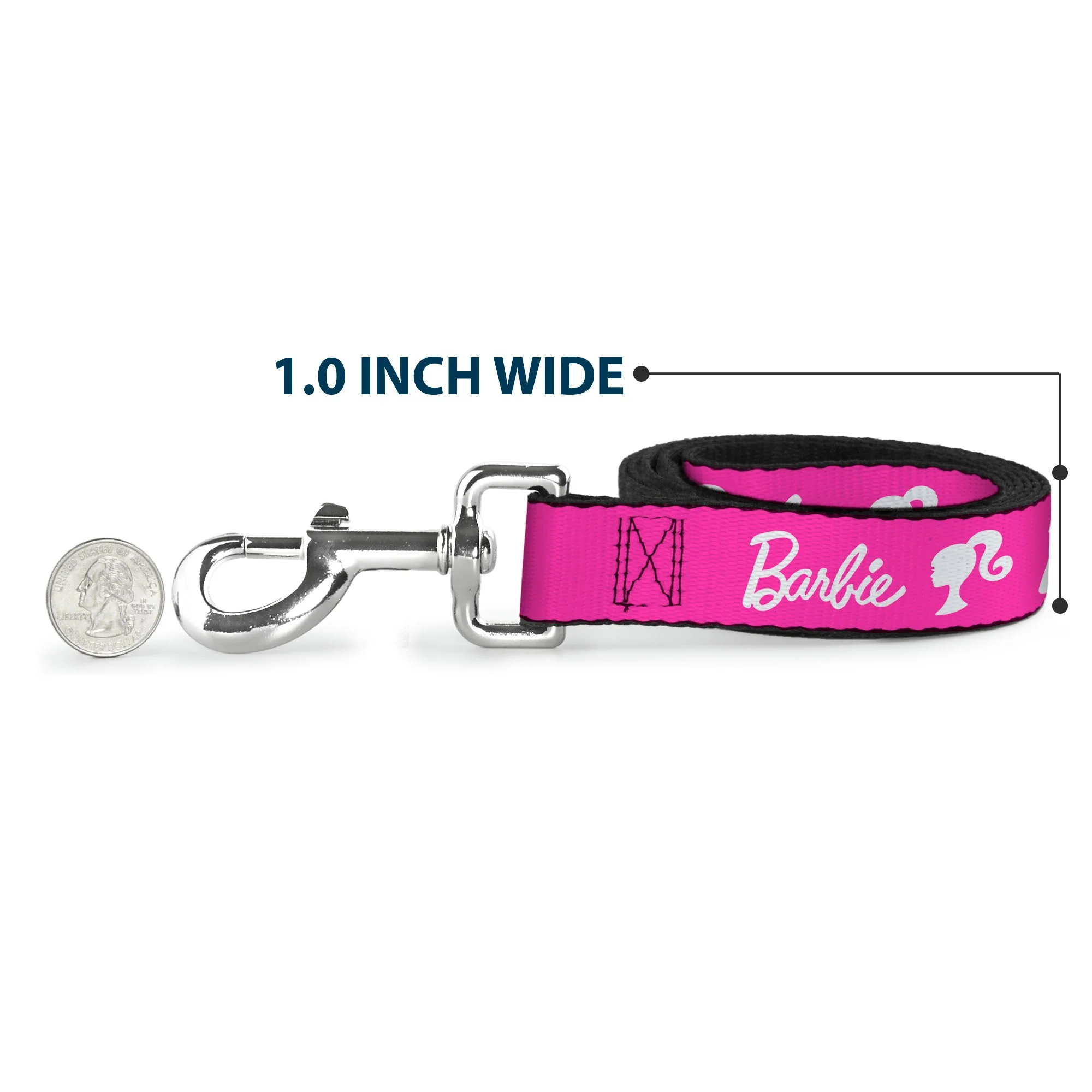 Dog Leash - BARBIE Script Signature Logo and Silhouette Hot Pink/White - Image 5