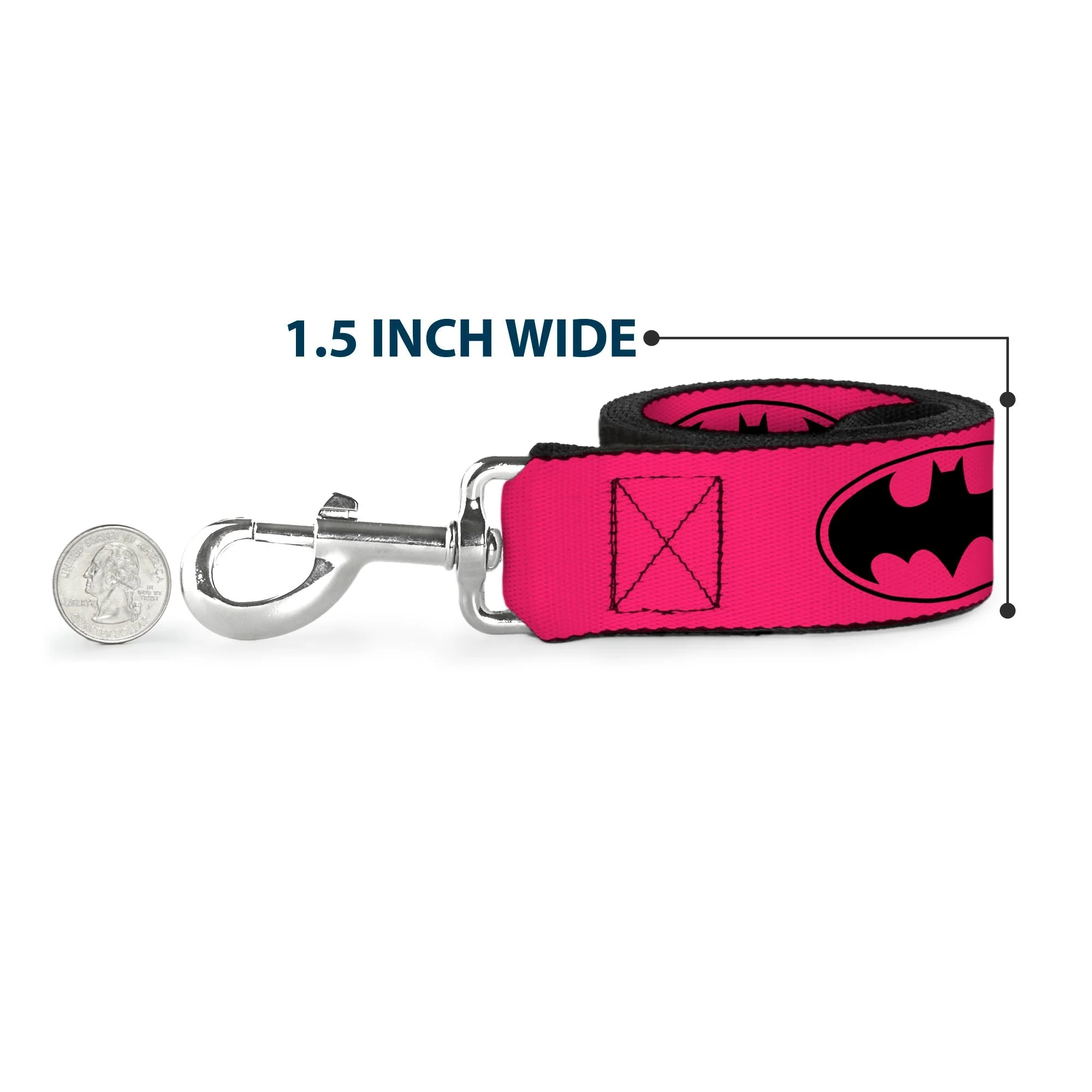 Dog Leash - Bat Signal-3 Fuchsia/Black/Fuchsia - Image 6