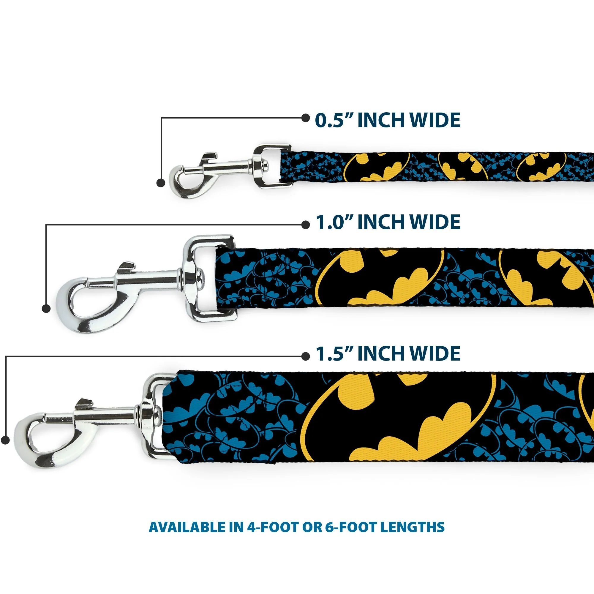 Dog Leash - Bat Signals Stacked w/CLOSE-UP Blue/Black/Yellow - Image 3