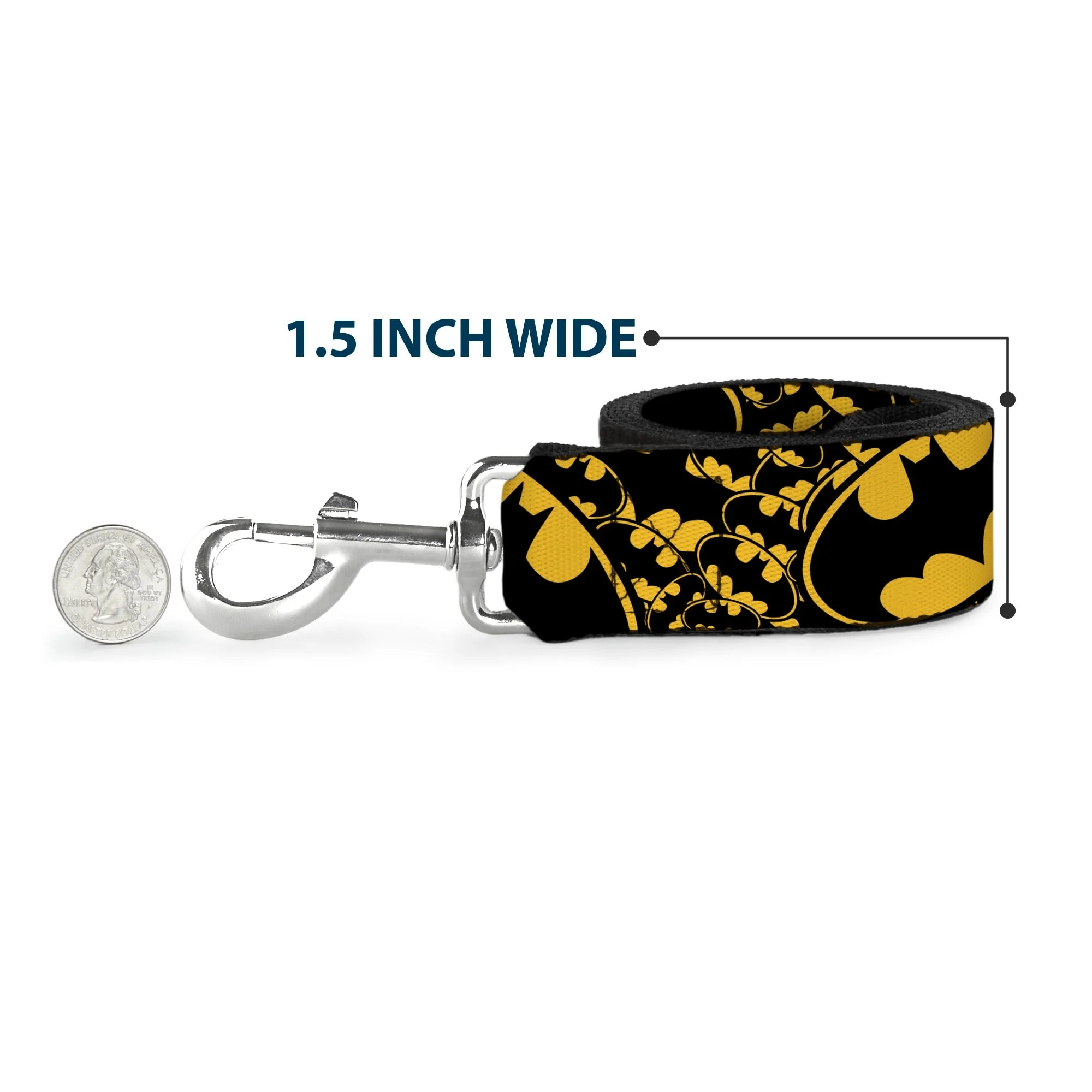 Dog Leash - Bat Signals Stacked w/CLOSE-UP Yellow/Black - Image 6