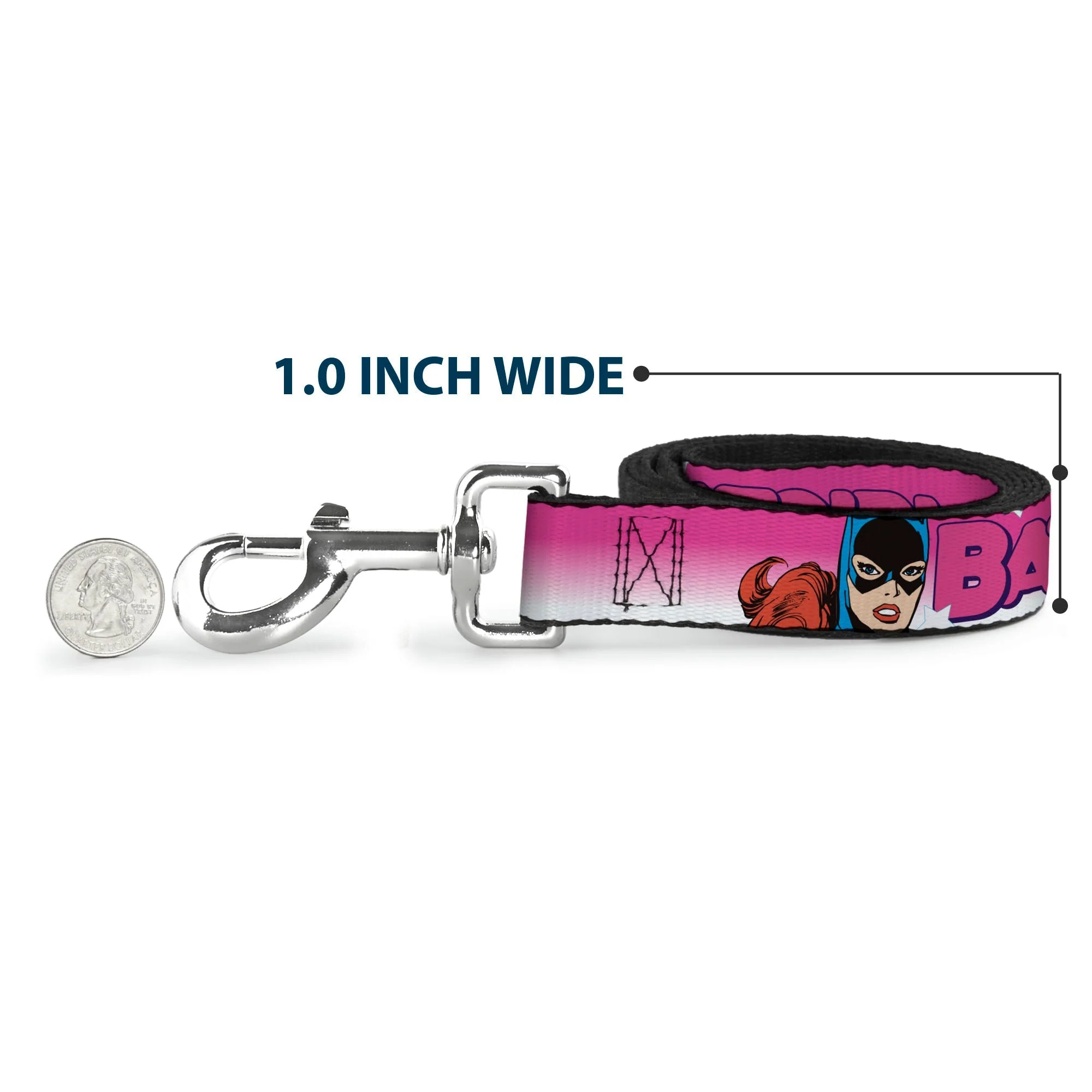 Dog Leash - BATGIRL Bubble Letters w/Stars Pink/White - Image 5