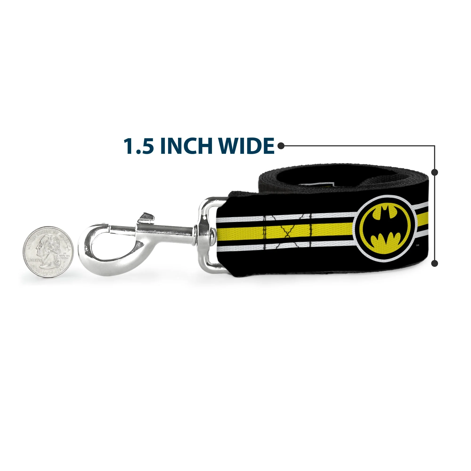 Dog Leash - BATMAN/Bat Signal Triple Stripe Black/White/Yellow - Image 6