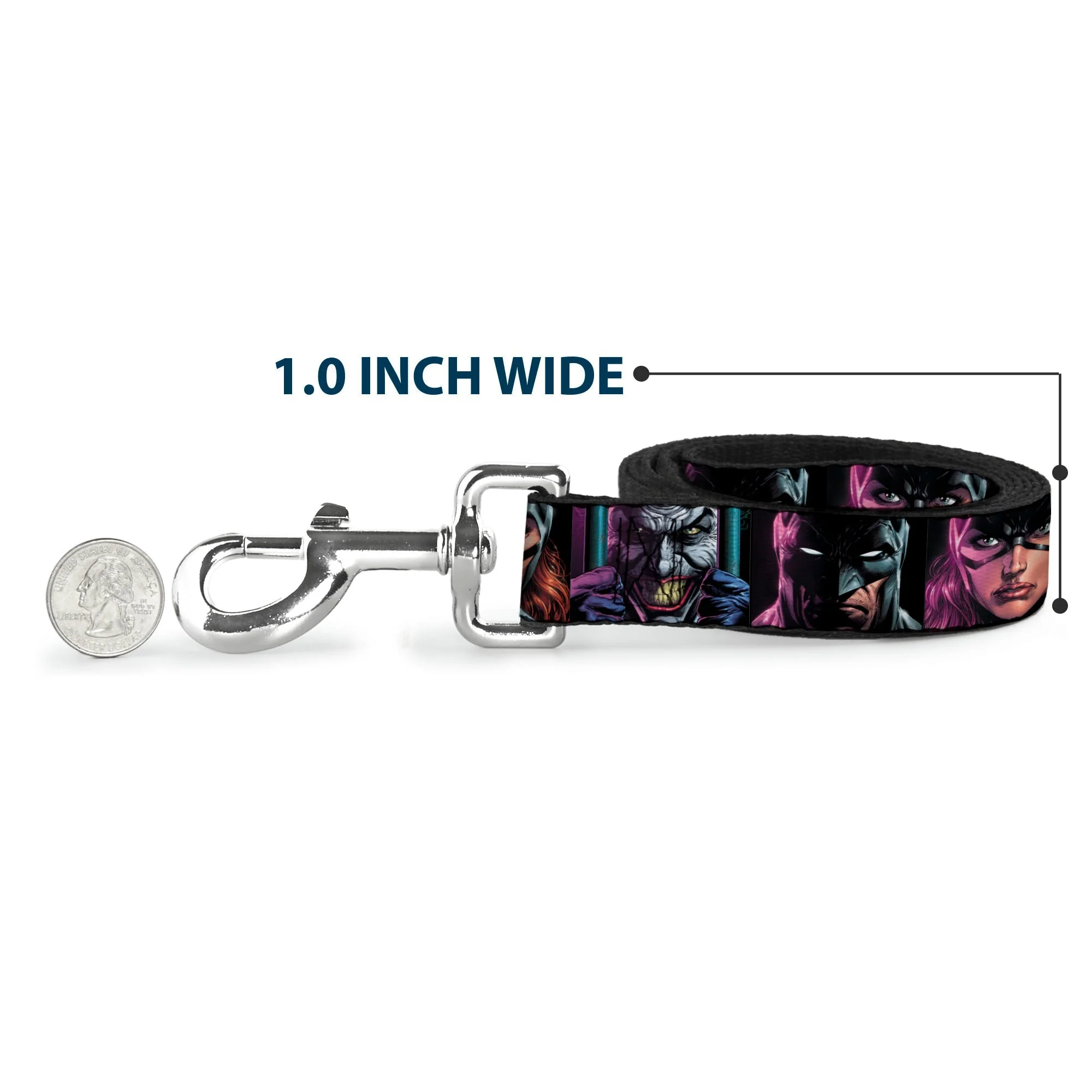 Dog Leash - Batman Batgirl and Joker Comic Book Cover Face Close-Ups Black - Image 5
