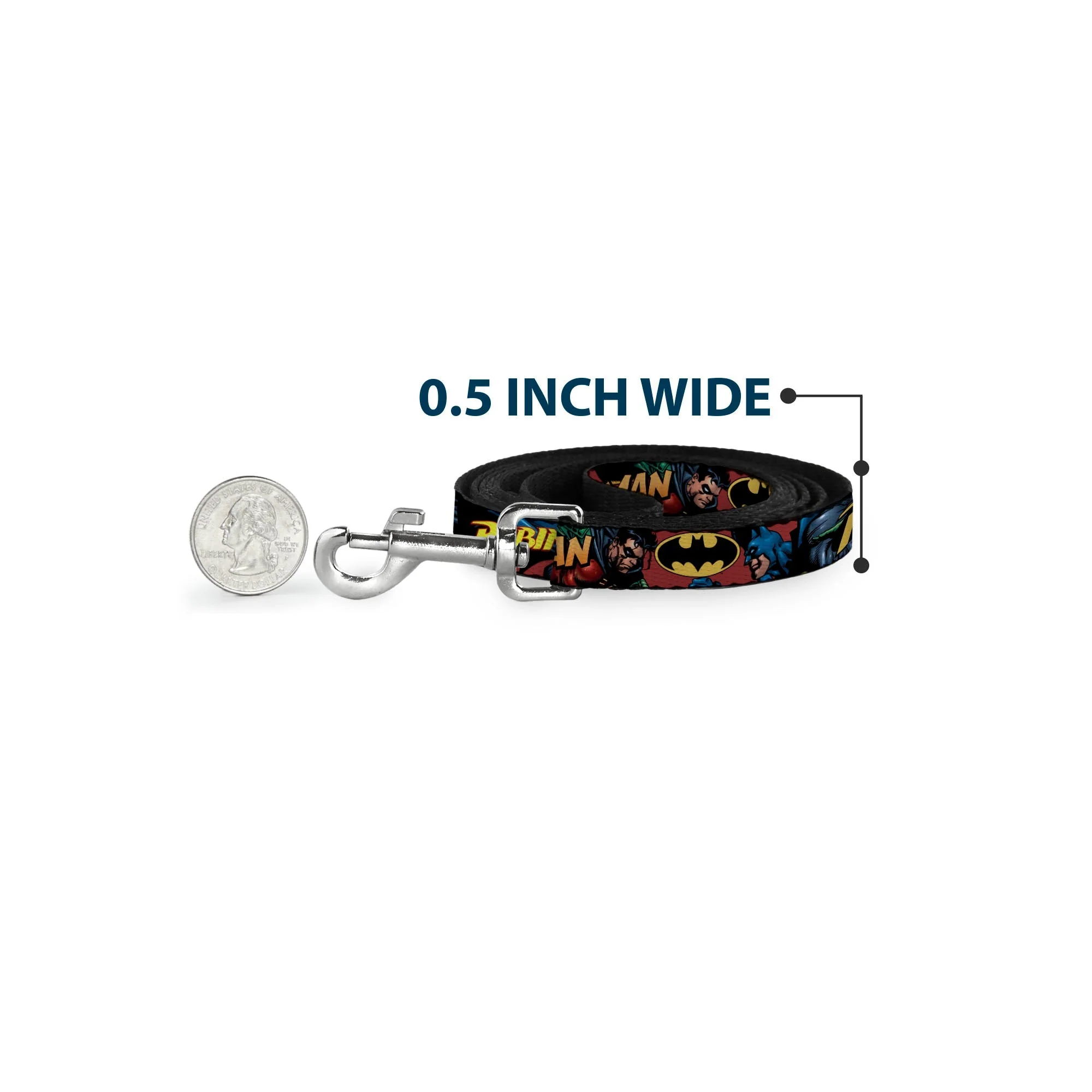Dog Leash - Batman & Robin in Action w/Text Burgundy - Image 4