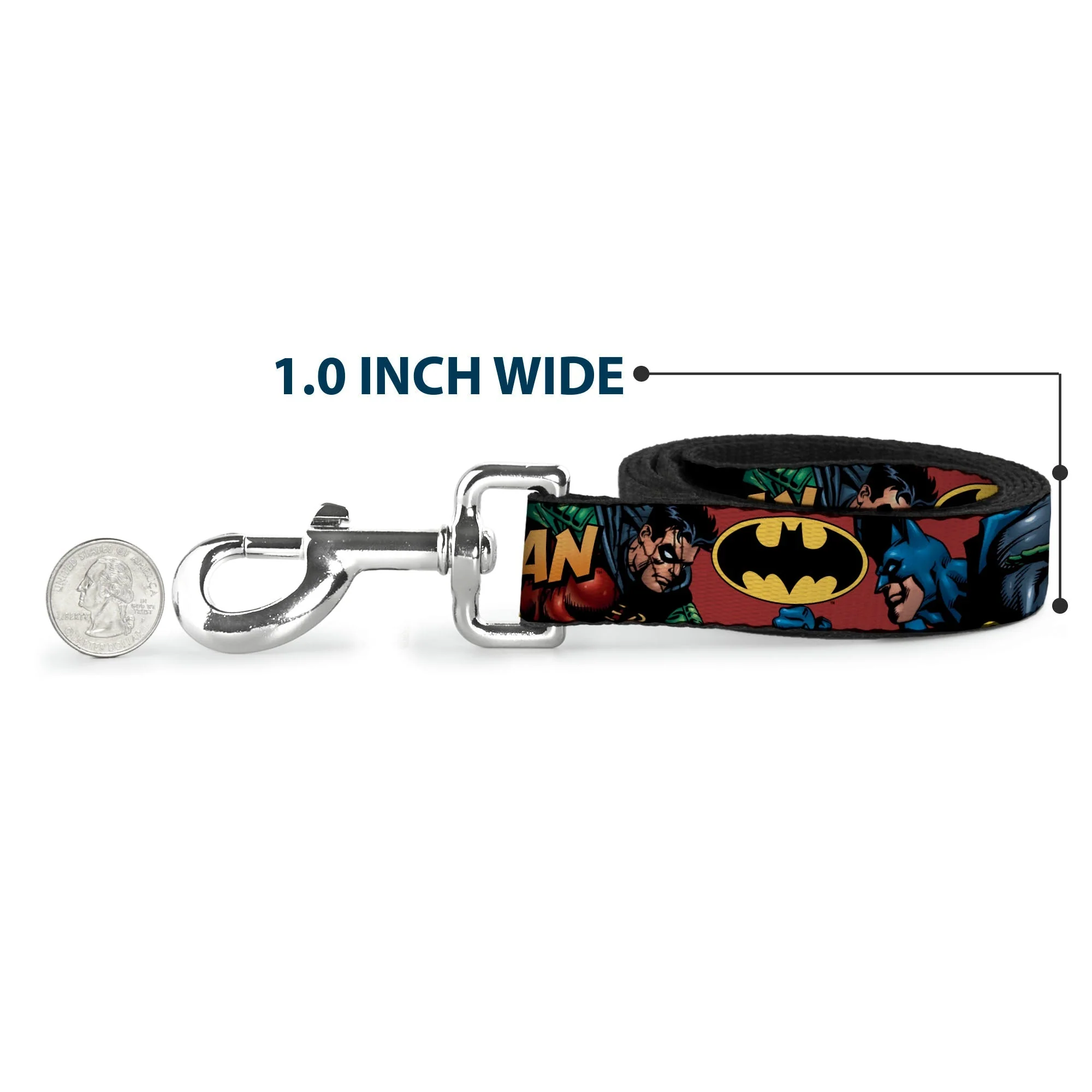 Dog Leash - Batman & Robin in Action w/Text Burgundy - Image 5