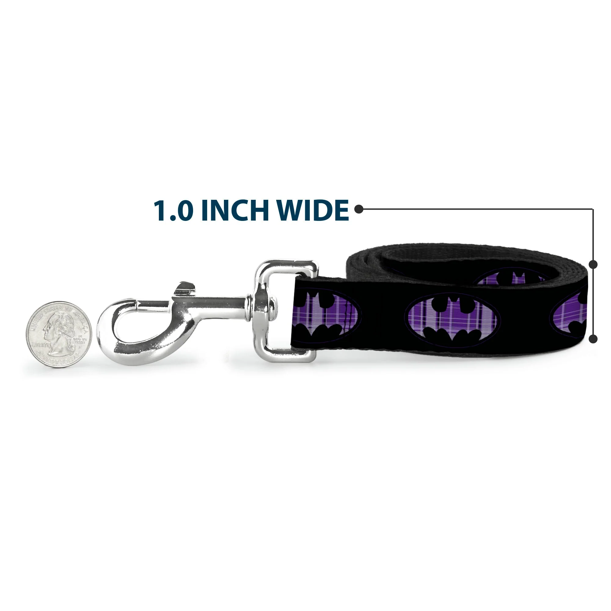 Dog Leash - Batman Signal Black/Purple Plaid - Image 5