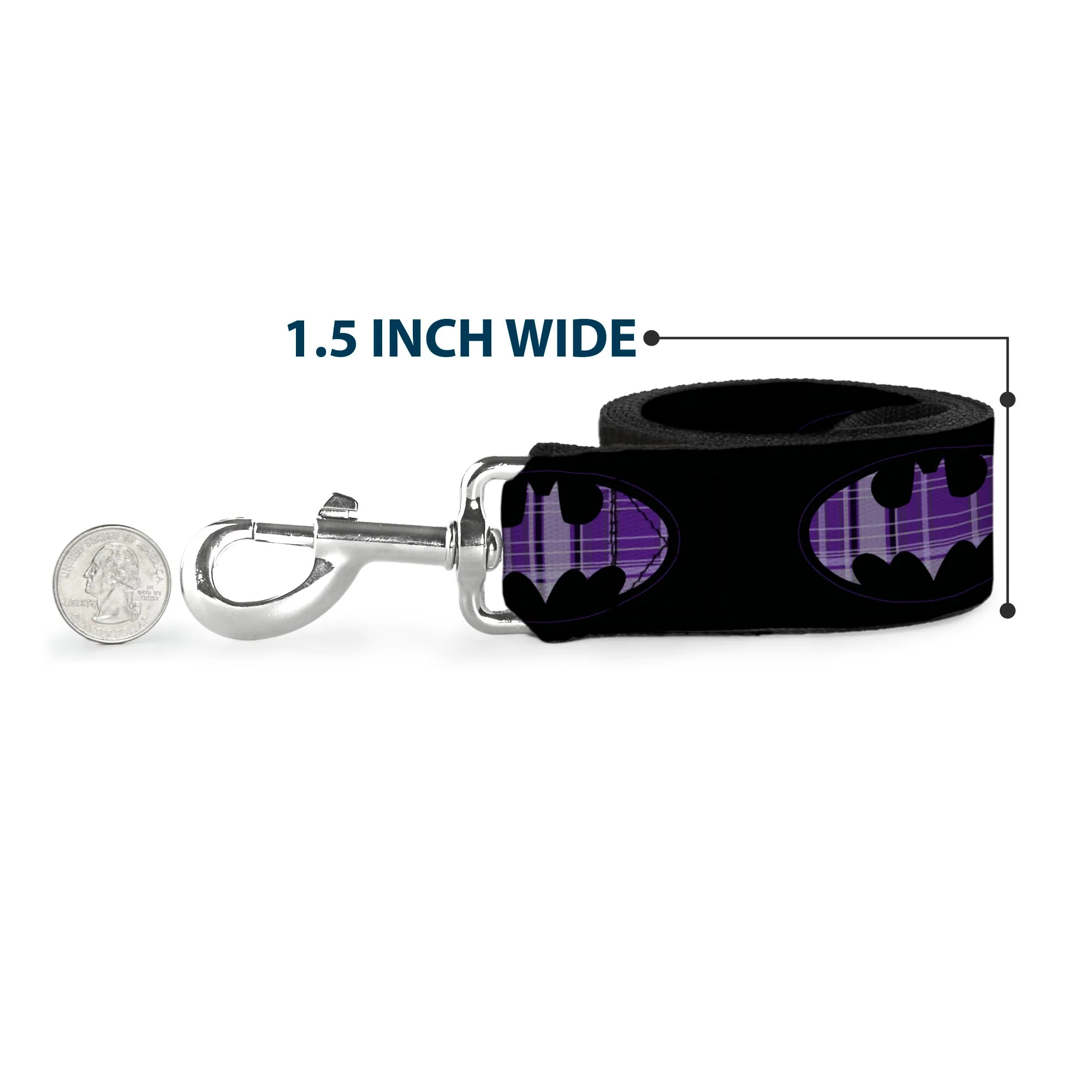 Dog Leash - Batman Signal Black/Purple Plaid - Image 6