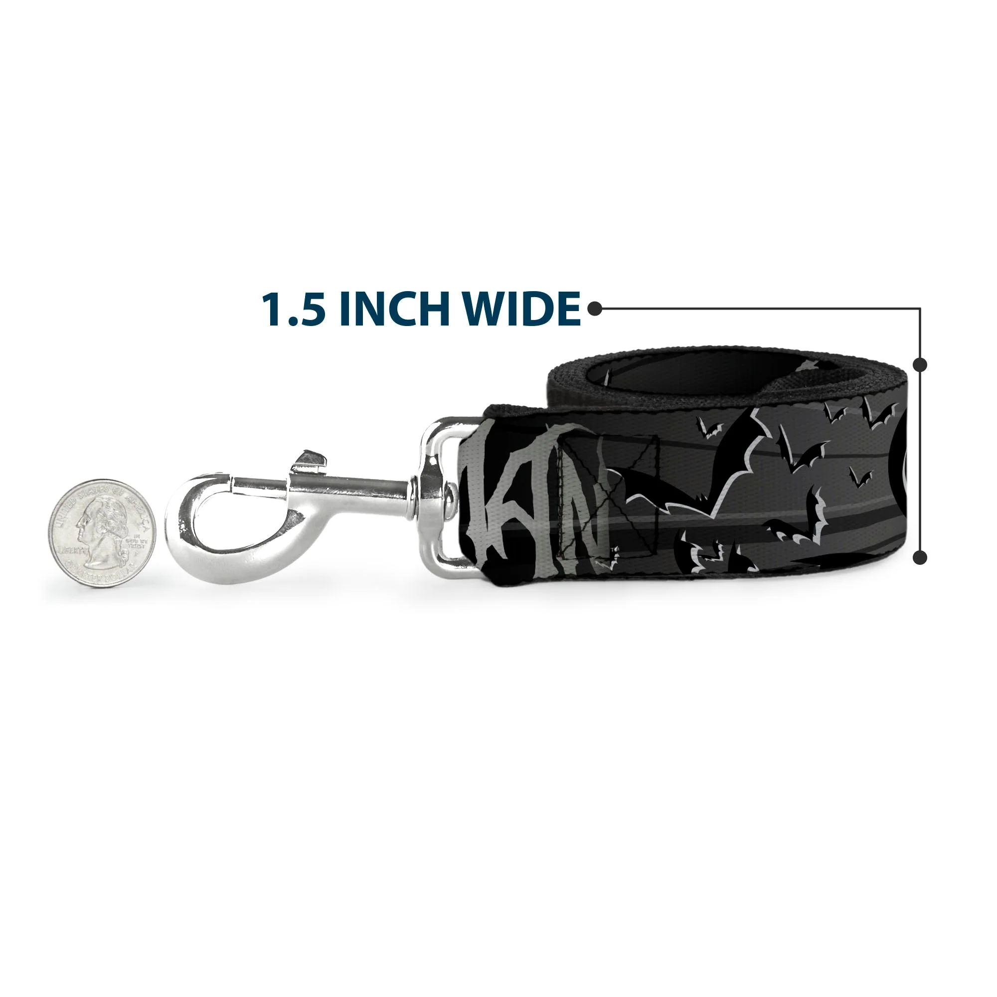 Dog Leash - BATMAN w/Bat Signals & Flying Bats Black/White - Image 6