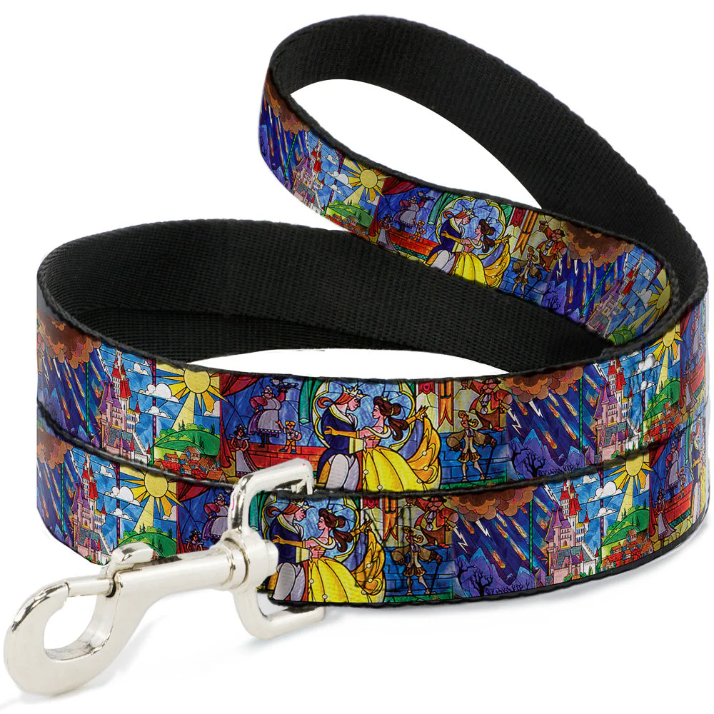 Dog Leash - Beauty & the Beast Stained Glass Scenes