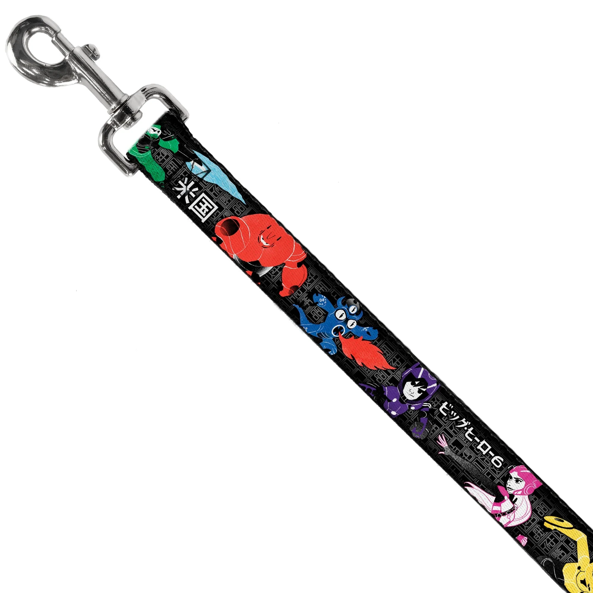 Dog Leash - Big Hero 6 Group Action Pose/Name Blocks Black/Gray/Multi Color - Image 2