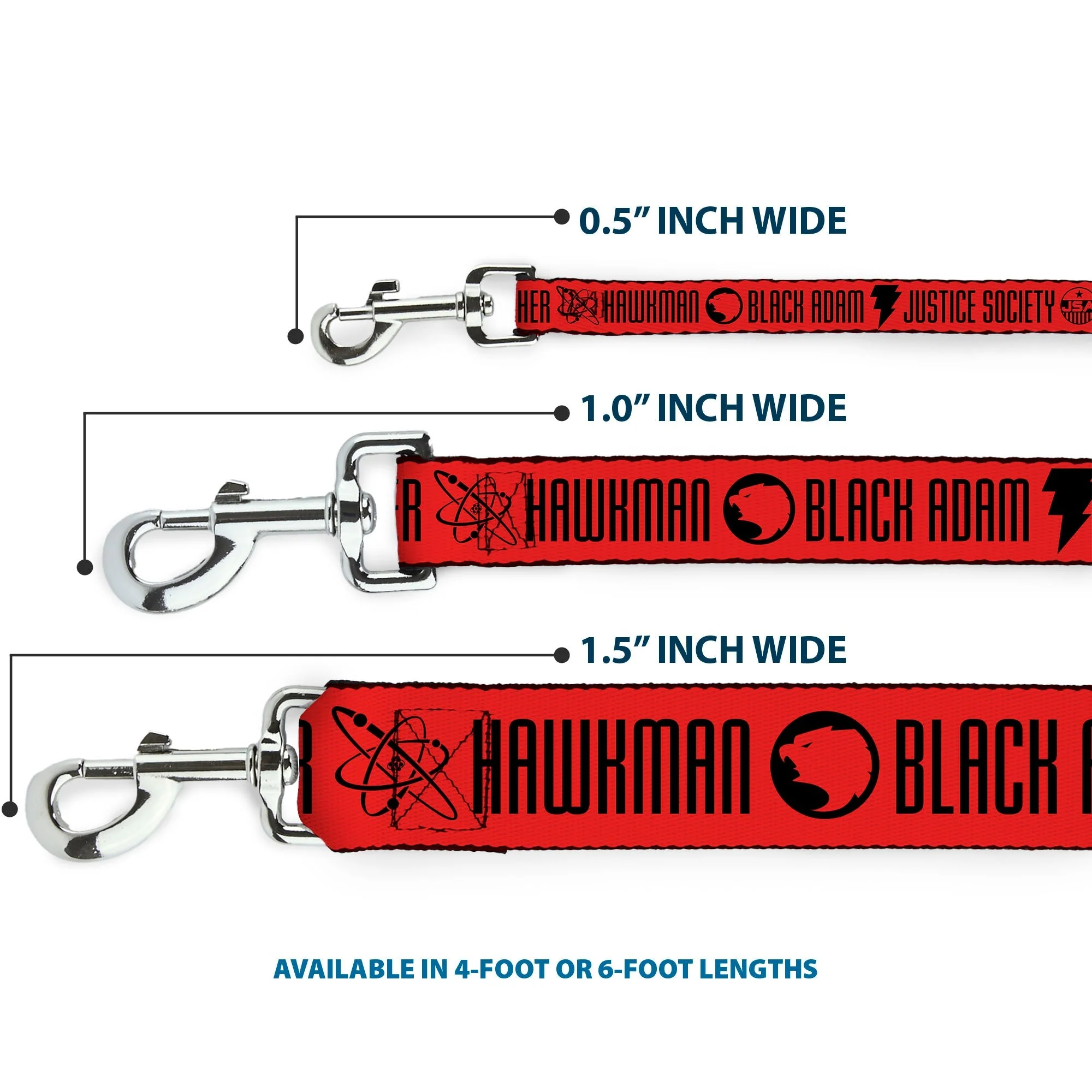 Dog Leash - Black Adam JUSTICE SOCIETY Icons and Text Red/Black - Image 3