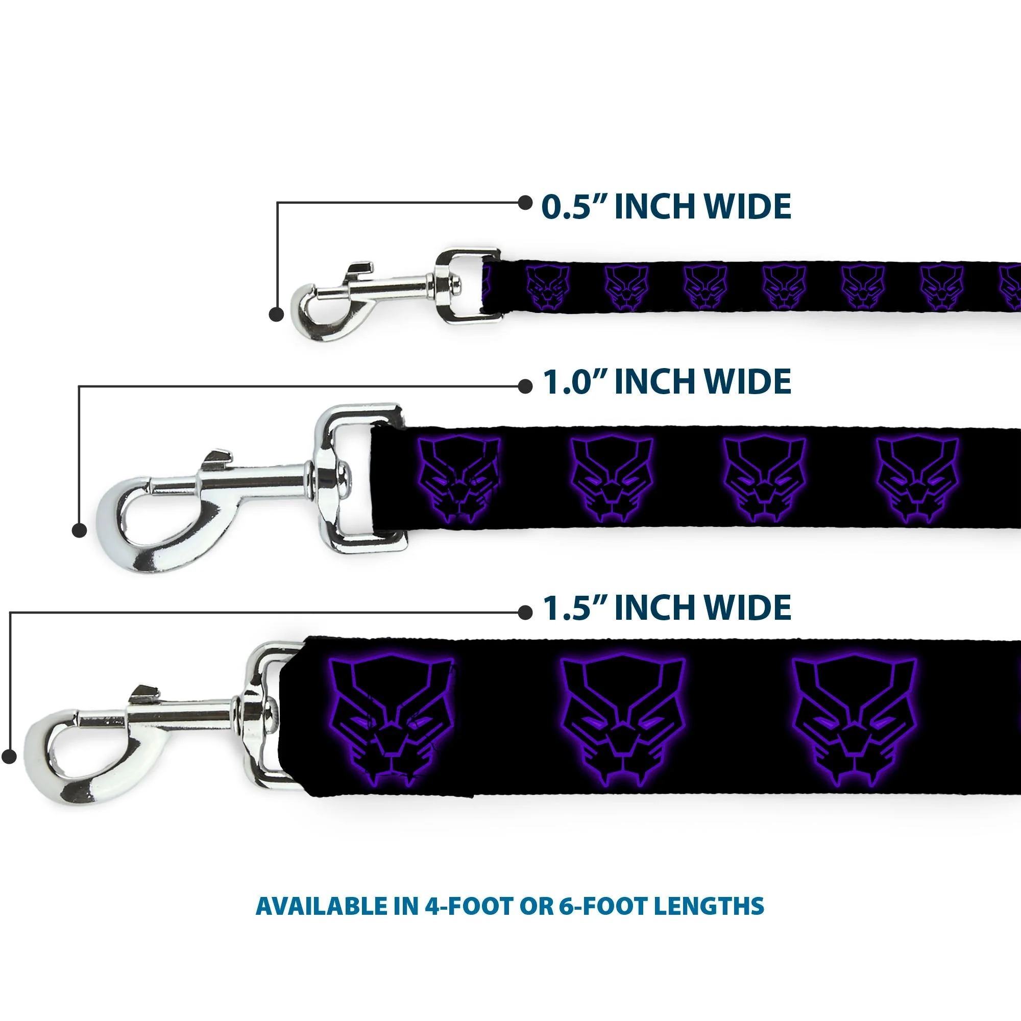 Dog Leash - Black Panther Avengers Icon Outline Black/Purple - Image 3