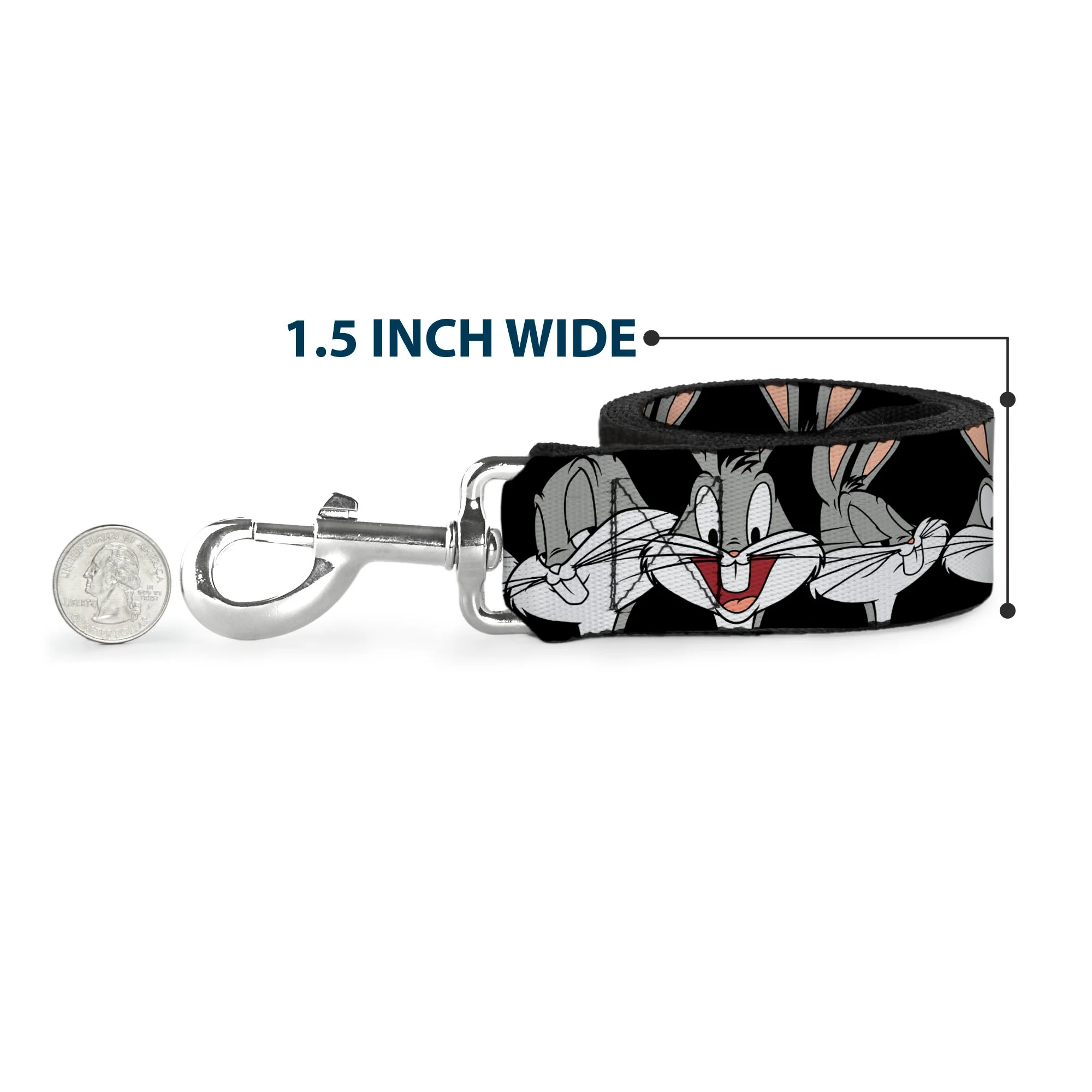 Dog Leash - Bugs Bunny CLOSE-UP Expressions Black - Image 6