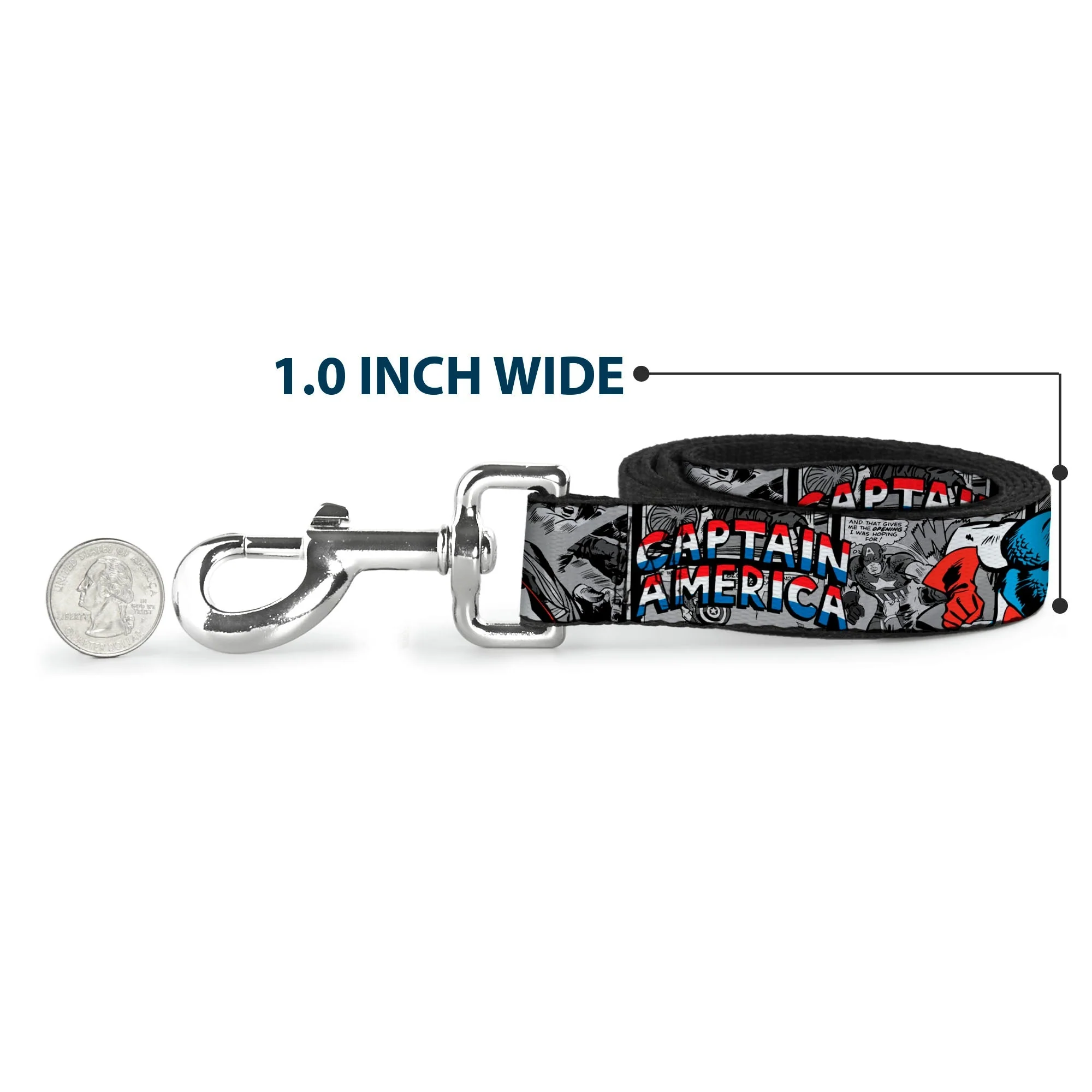 Dog Leash - CAPTAIN AMERICA 2-Poses/Comic Blocks Grays/Red/White/Blue - Image 5