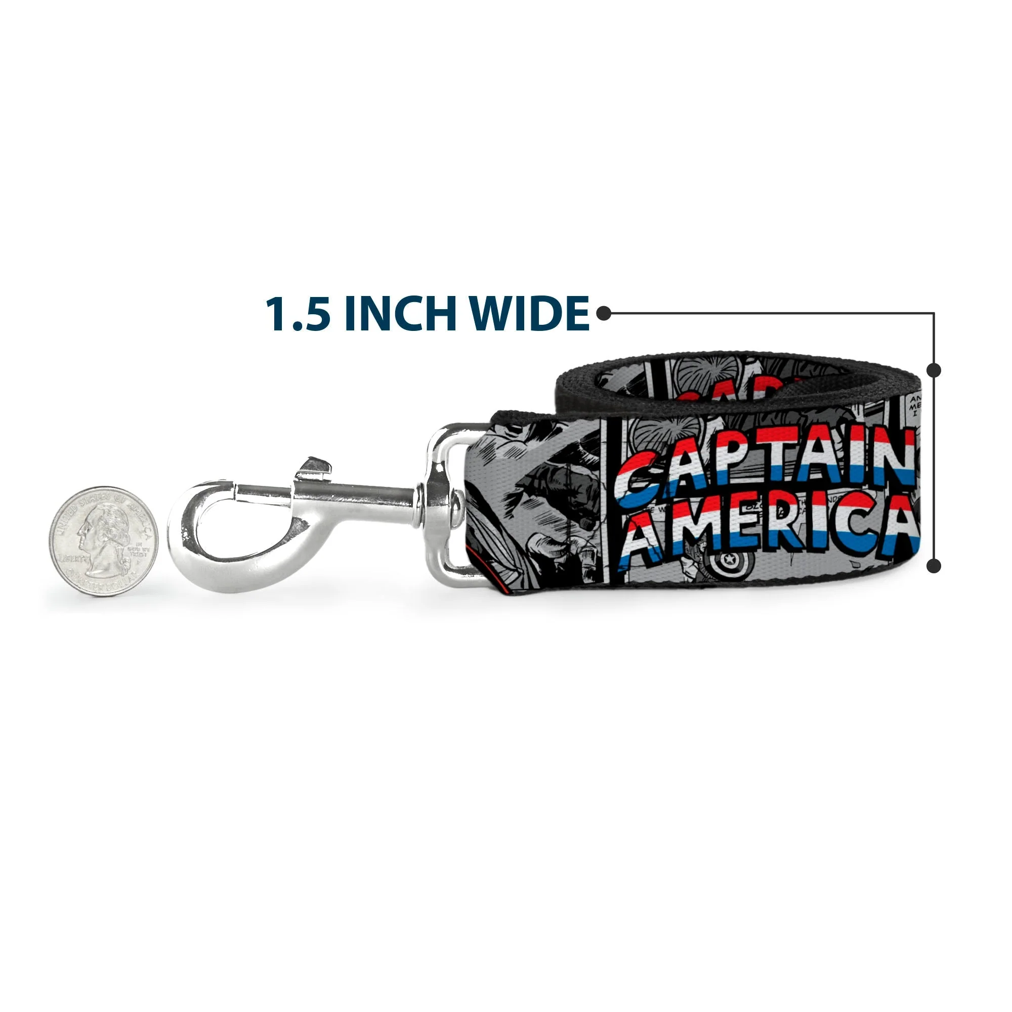 Dog Leash - CAPTAIN AMERICA 2-Poses/Comic Blocks Grays/Red/White/Blue - Image 6