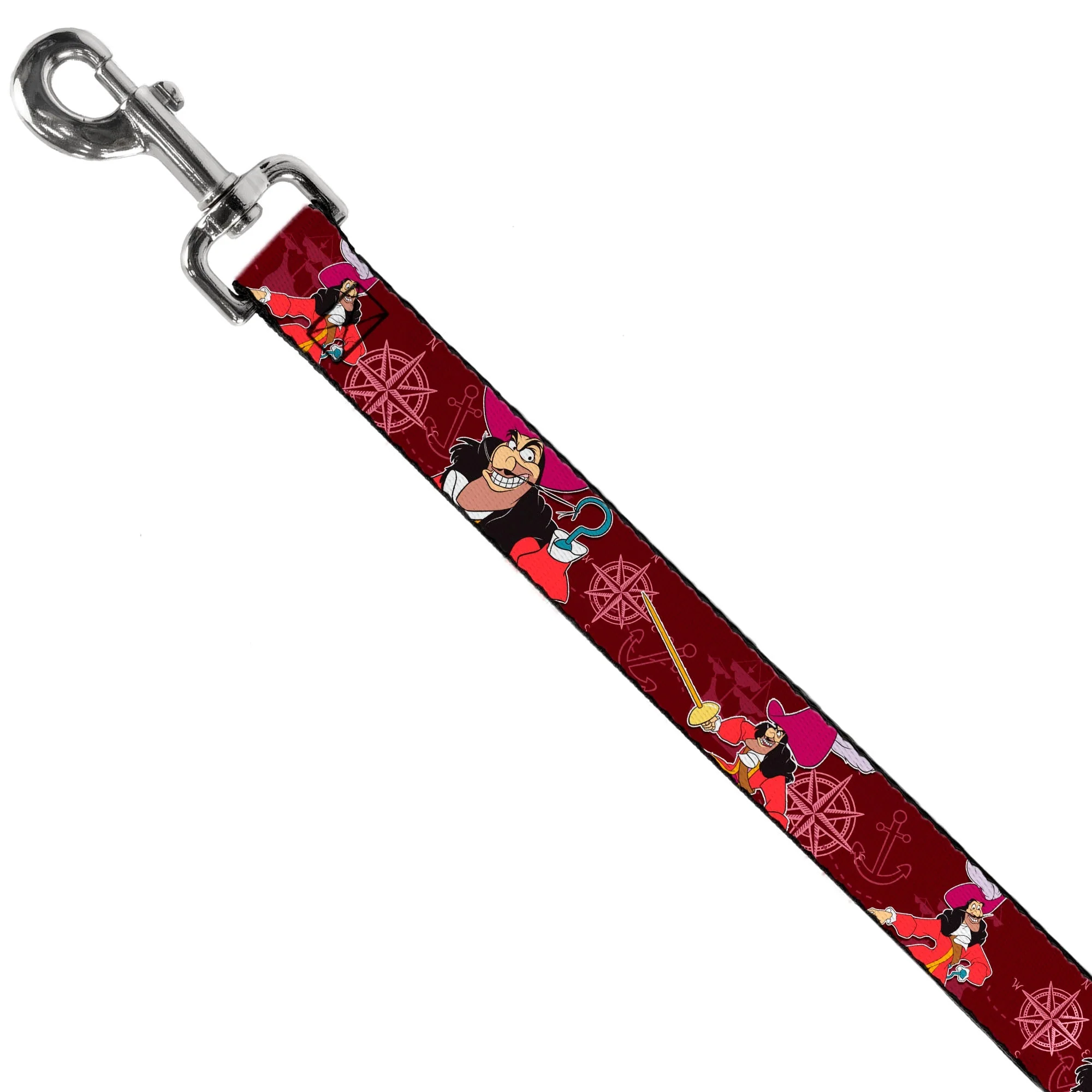 Dog Leash - Captain Hook Poses/Nautical Elements Burgundy - Image 2