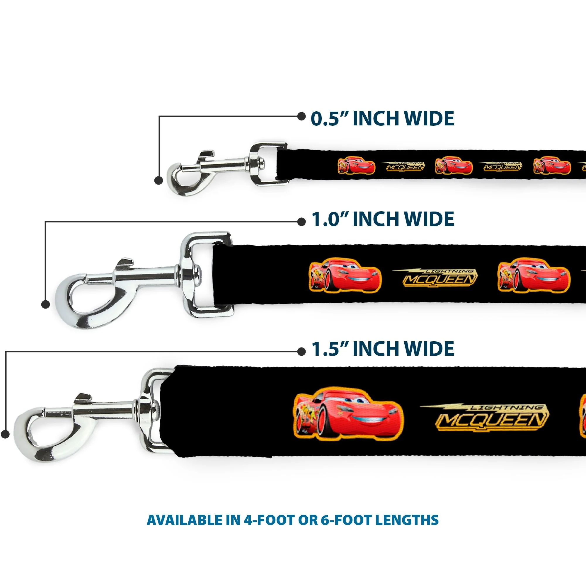 Dog Leash - Cars 3 LIGHTNING MCQUEEN Pose/Bolt Black/Yellows - Image 3