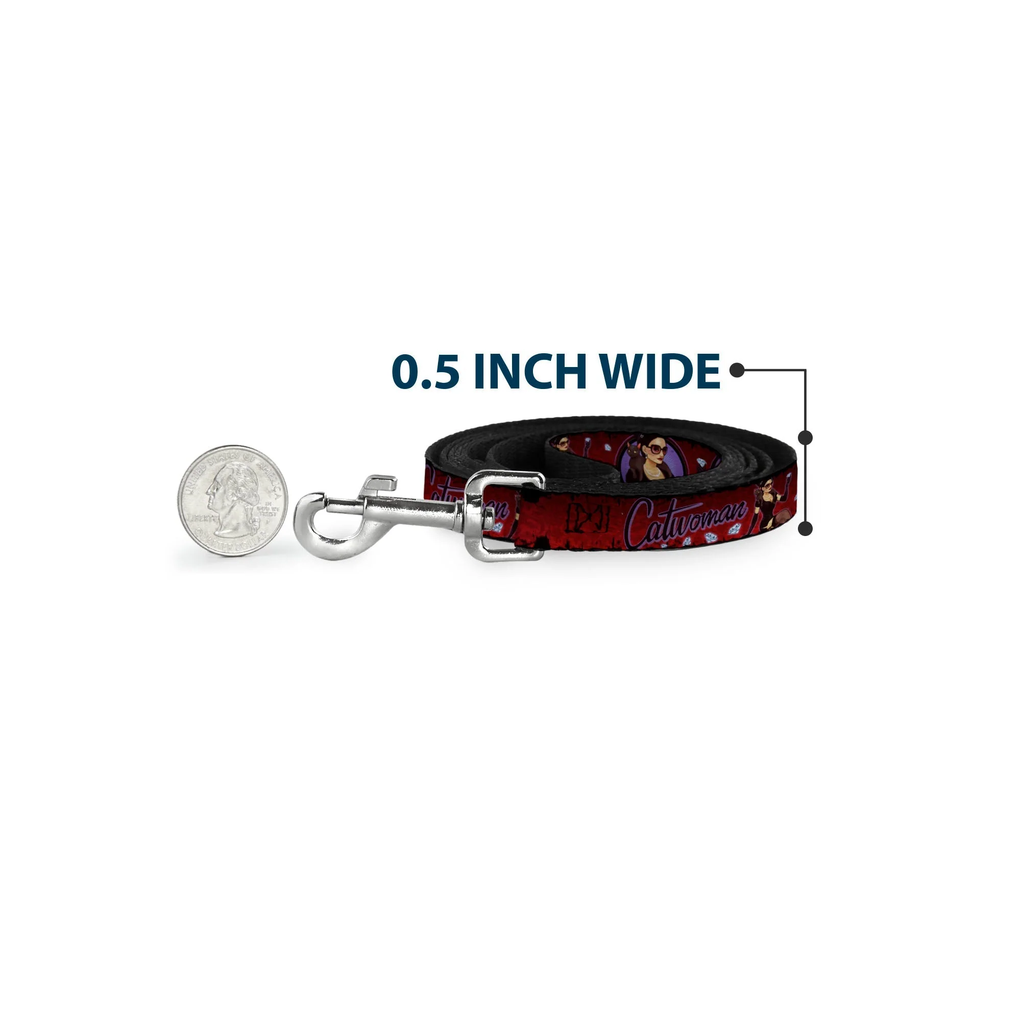 Dog Leash - CATWOMAN Bombshell Pose/Diamonds Red/Purple/Black - Image 4