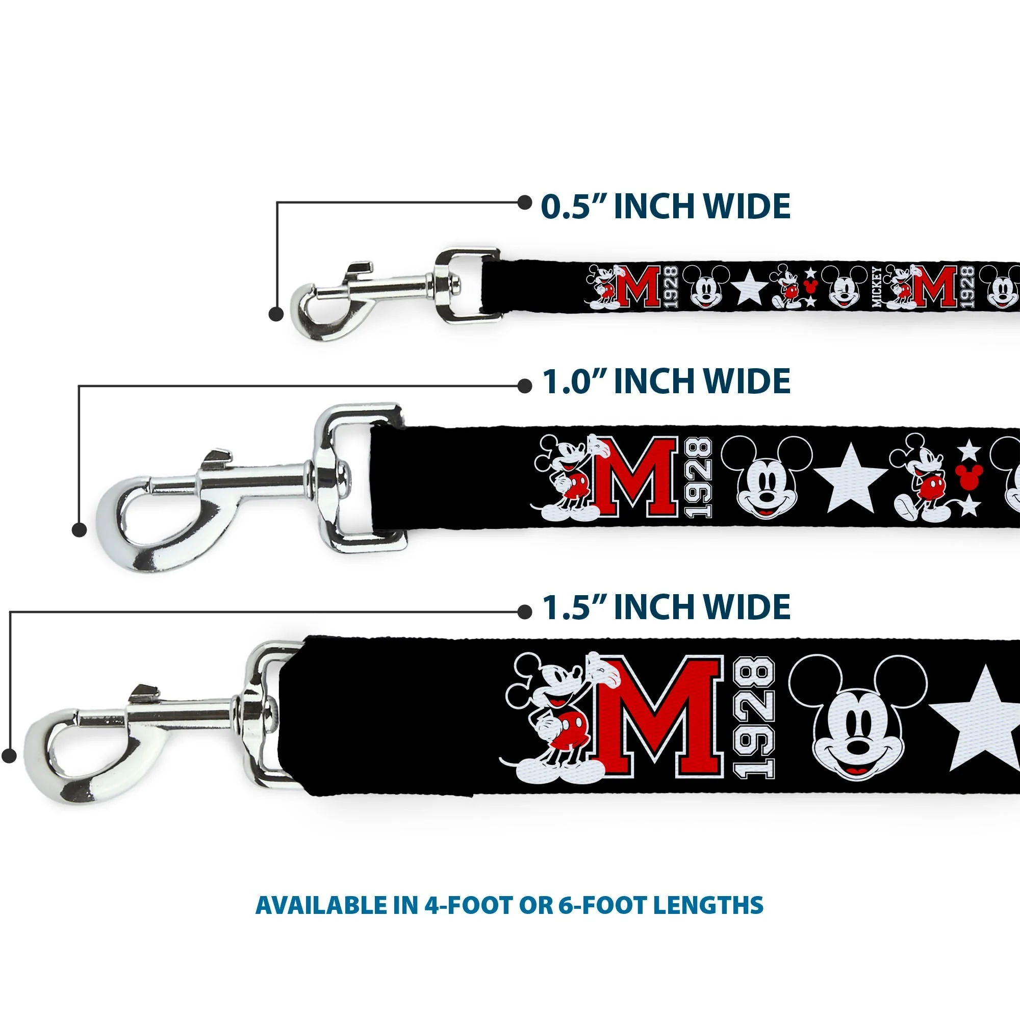 Dog Leash - Classic Mickey Mouse 1928 Collage Black/White/Red - Image 3