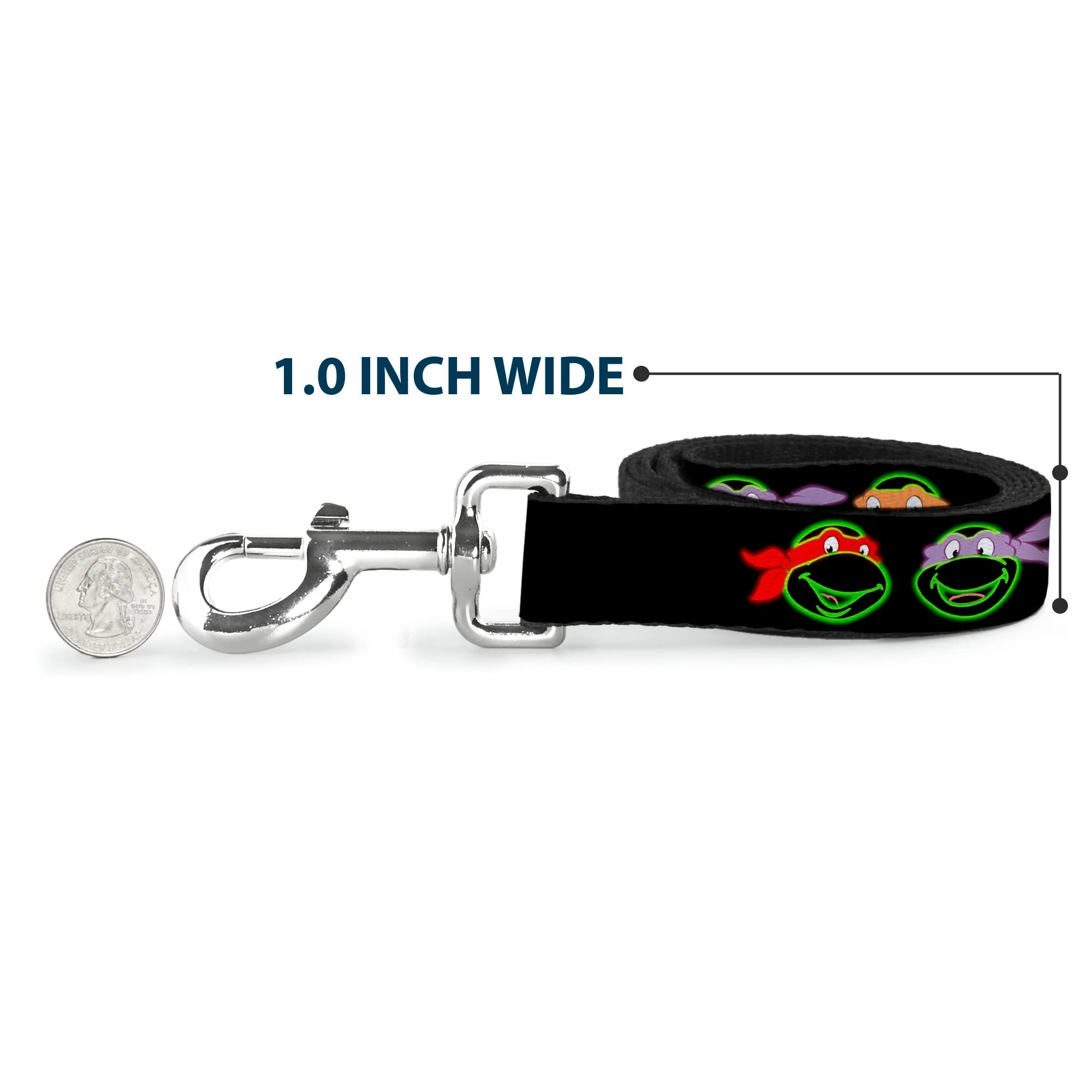 Dog Leash - Classic Teenage Mutant Ninja Turtles Electric Expressions Black/Multi Neon - Image 5