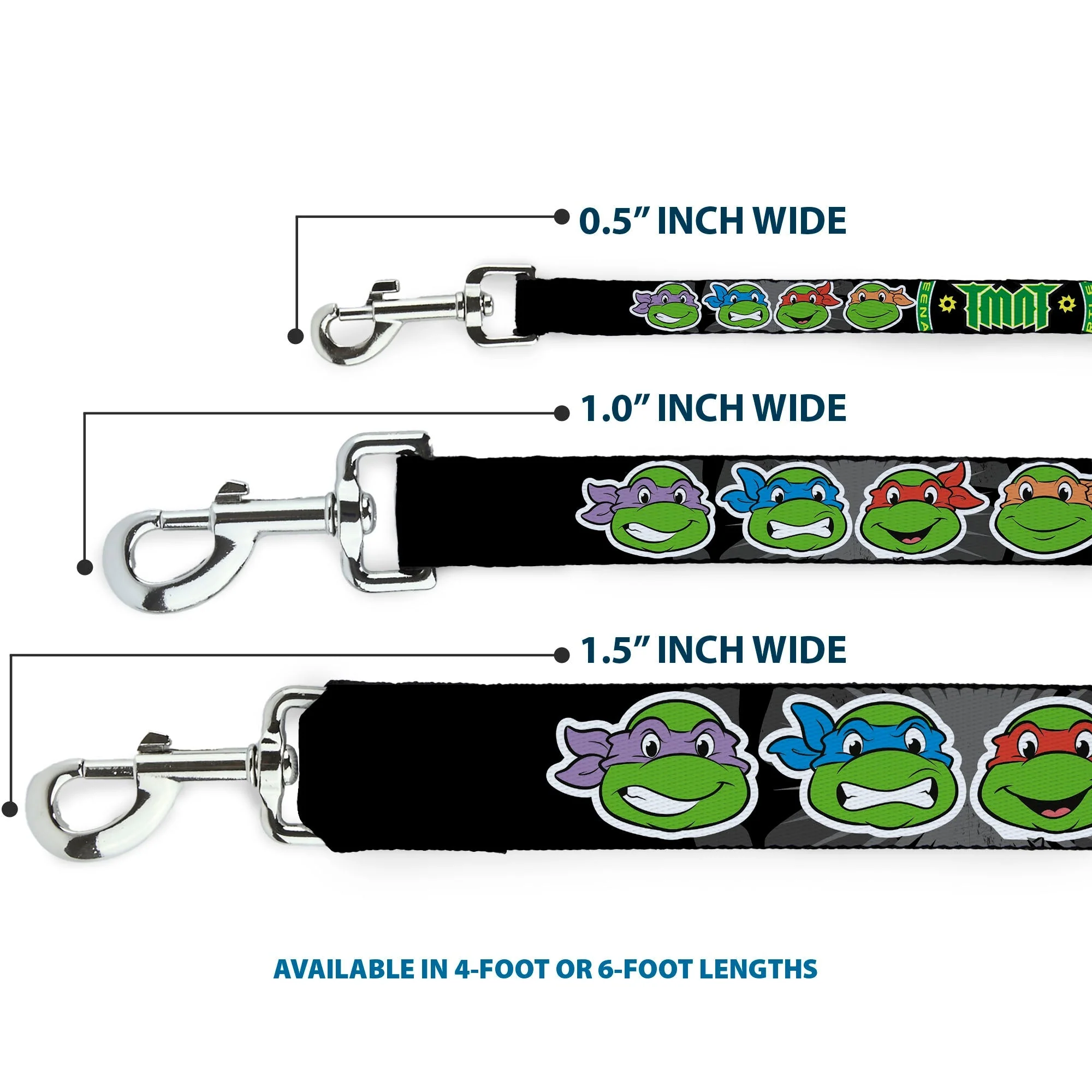 Dog Leash - Classic Teenage Mutant Ninja Turtles Group Faces/TMNT/Ninja Star Black/Green - Image 3