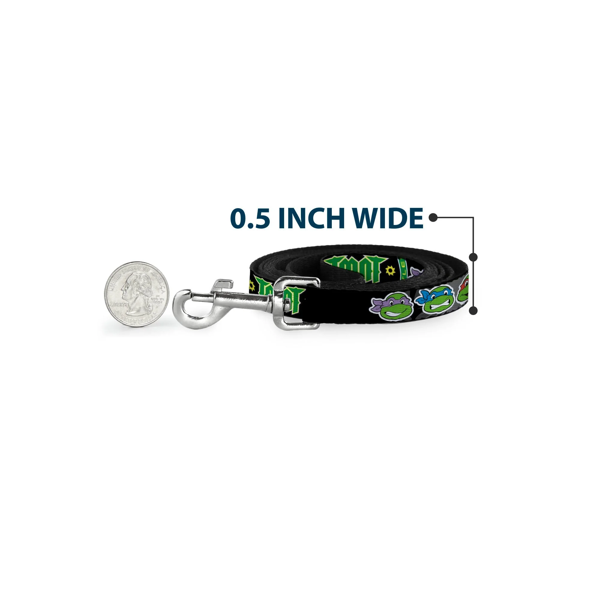 Dog Leash - Classic Teenage Mutant Ninja Turtles Group Faces/TMNT/Ninja Star Black/Green - Image 4