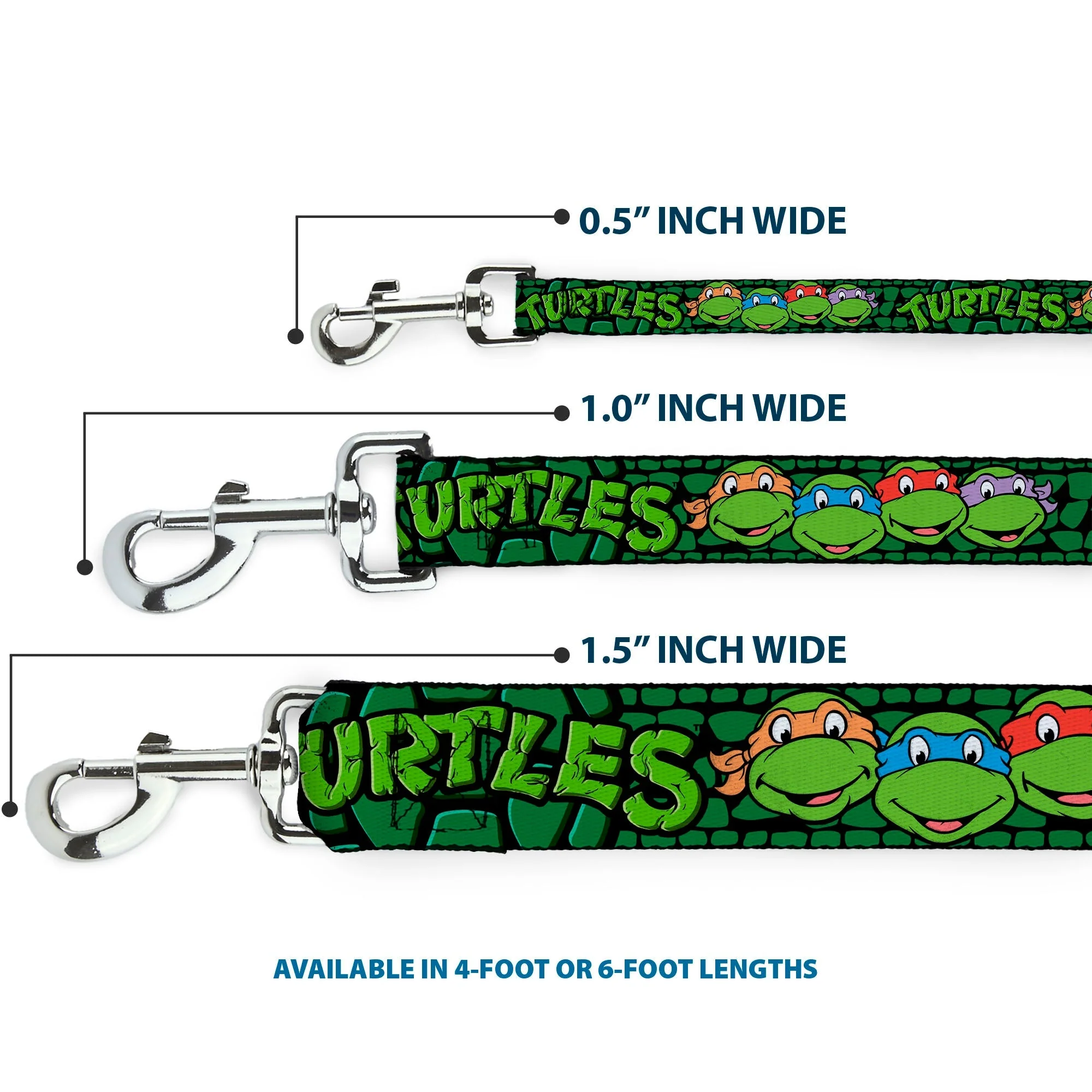 Dog Leash - Classic Teenage Mutant Ninja Turtles Group Faces/TURTLES Turtle Shell Black/Green - Image 3