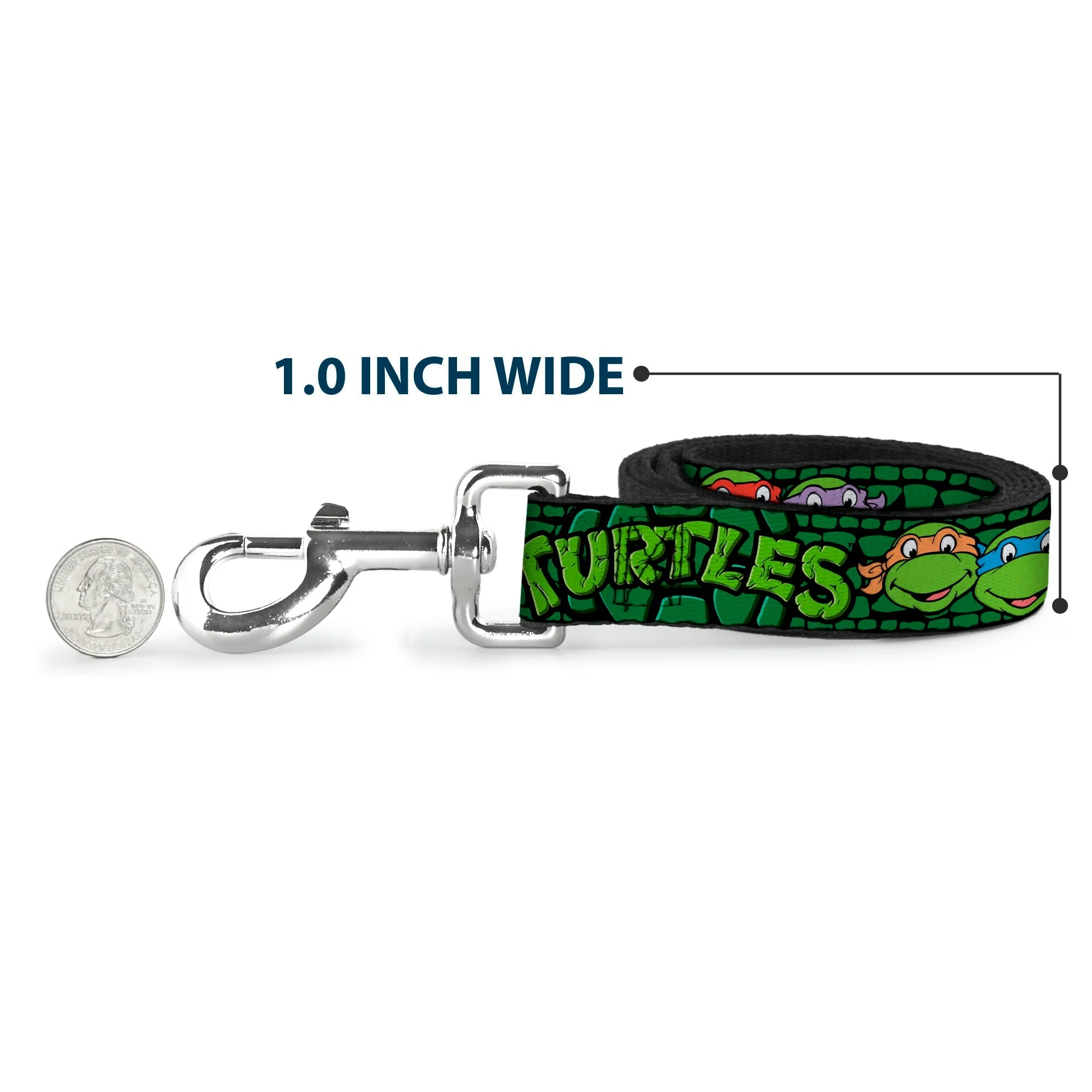 Dog Leash - Classic Teenage Mutant Ninja Turtles Group Faces/TURTLES Turtle Shell Black/Green - Image 5